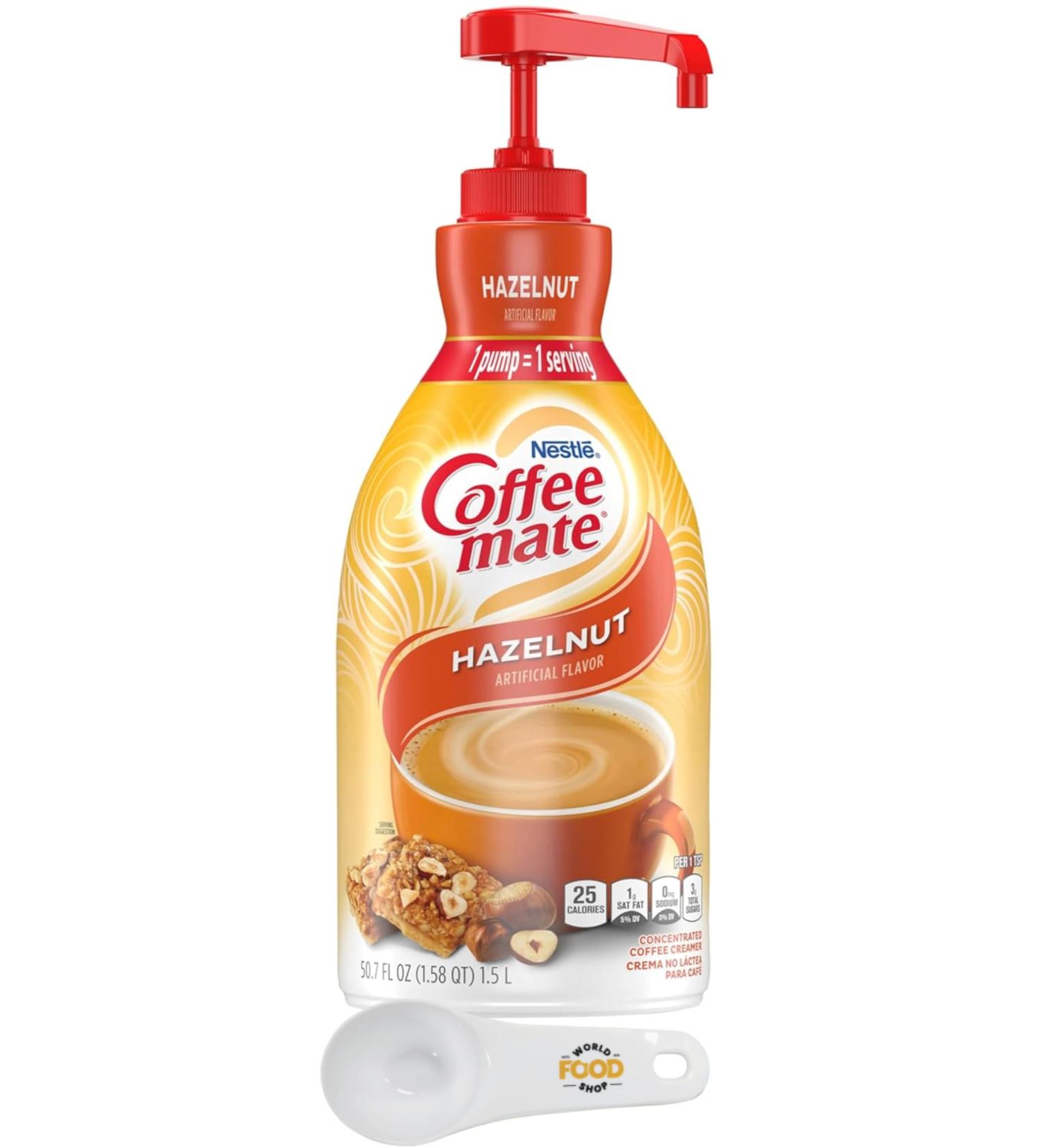 Coffee mate Hazelnut Liquid Concentrate 1.5 Liter Pump Bottle with World Food Shop Scoop - Buy Online on SooperMarket.com