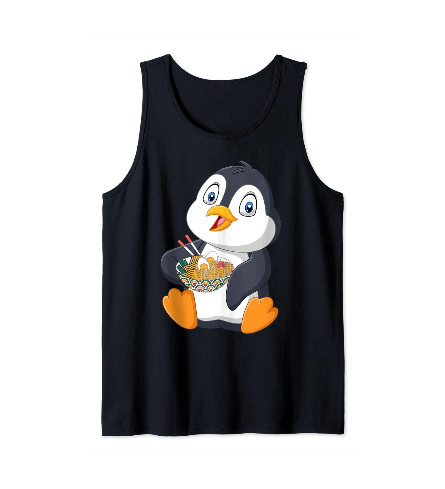 Penguin eating a Japanese Ramen noodle soup Tank Top