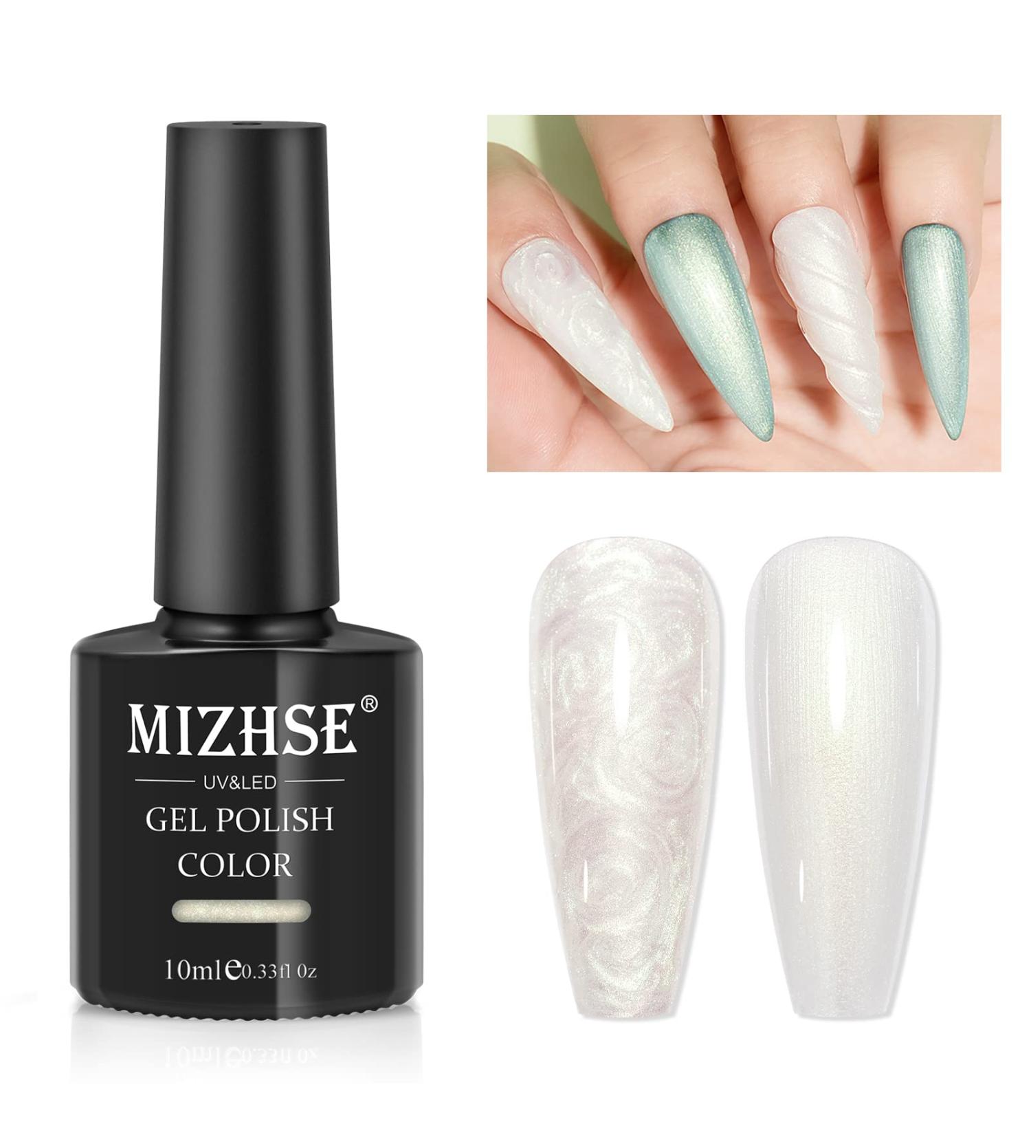 MIZHSE Pearl Top Coat Gel Nail Polish - Mermaid Glitter 2-in-1 Soak Off UV LED Gel for DIY & Salon Use (10ml - Buy Online on SooperMarket.com