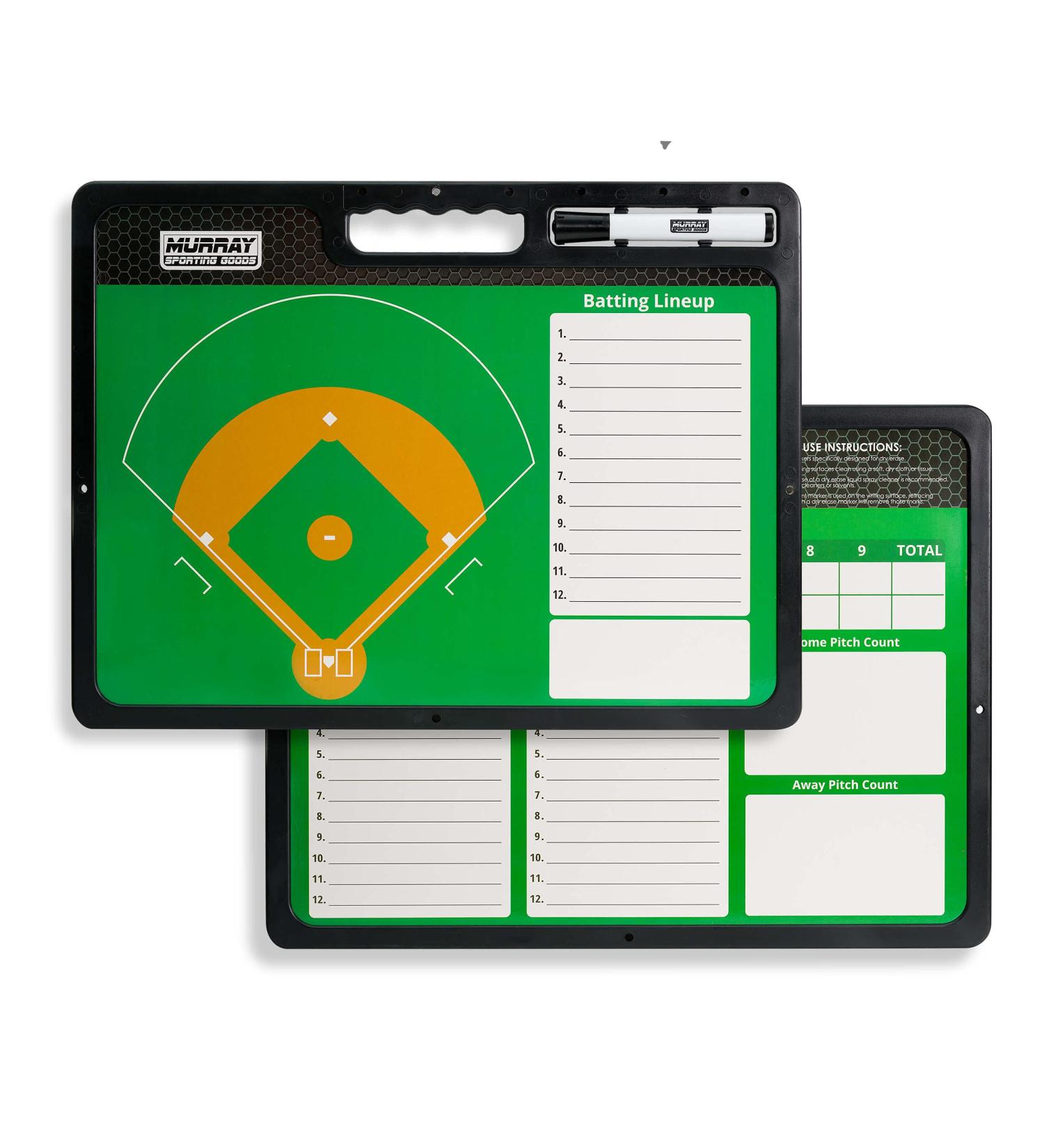 Murray Sporting Goods Premium Coaches Clipboard | Double-Sided Dry Erase Board - Ideal for Basketball, Baseball, Soccer, Football, Hockey | Marker Included - Buy Online on SooperMarket.com
