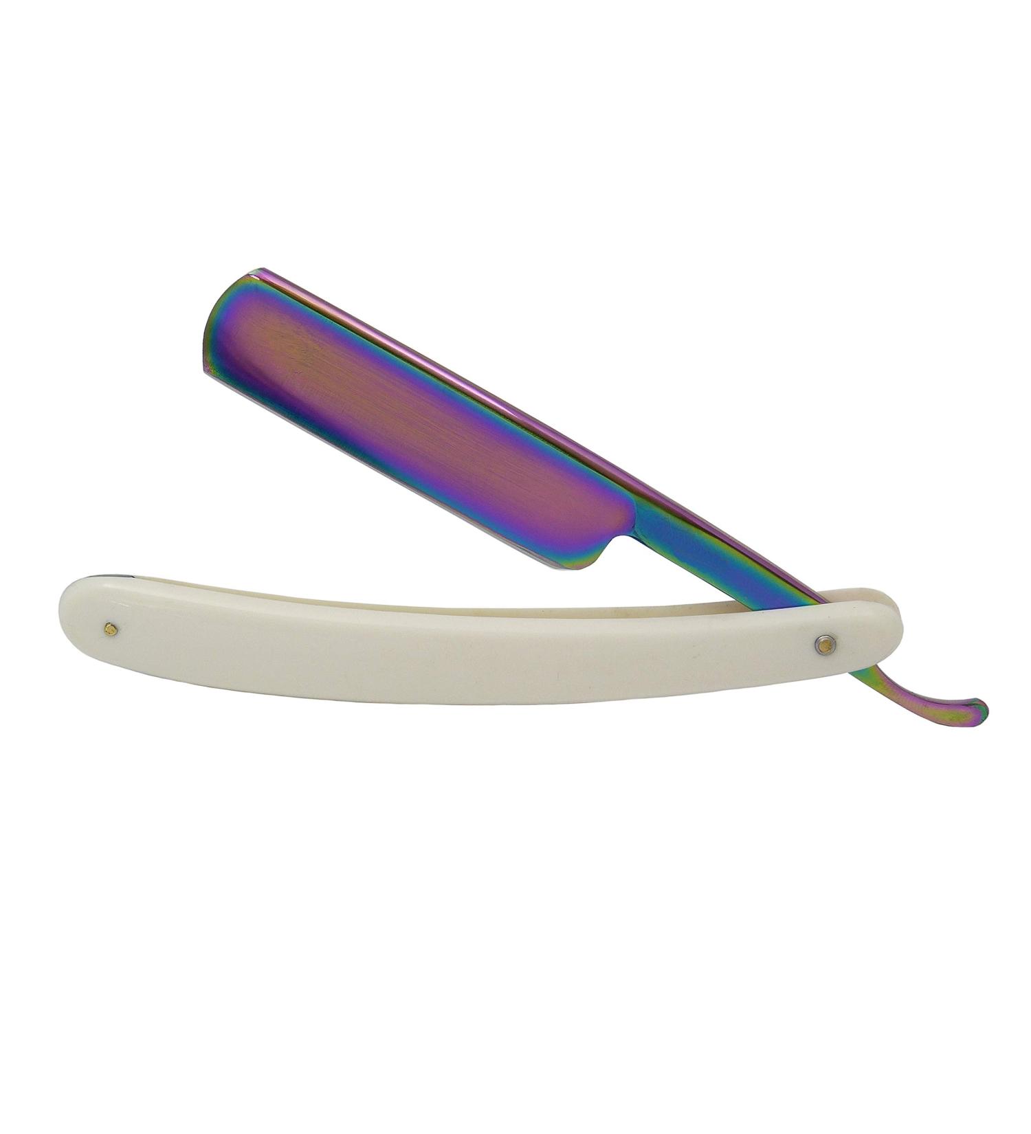 Razor 7/8" with multicolor anodized cast steel blade and plastic handle white
