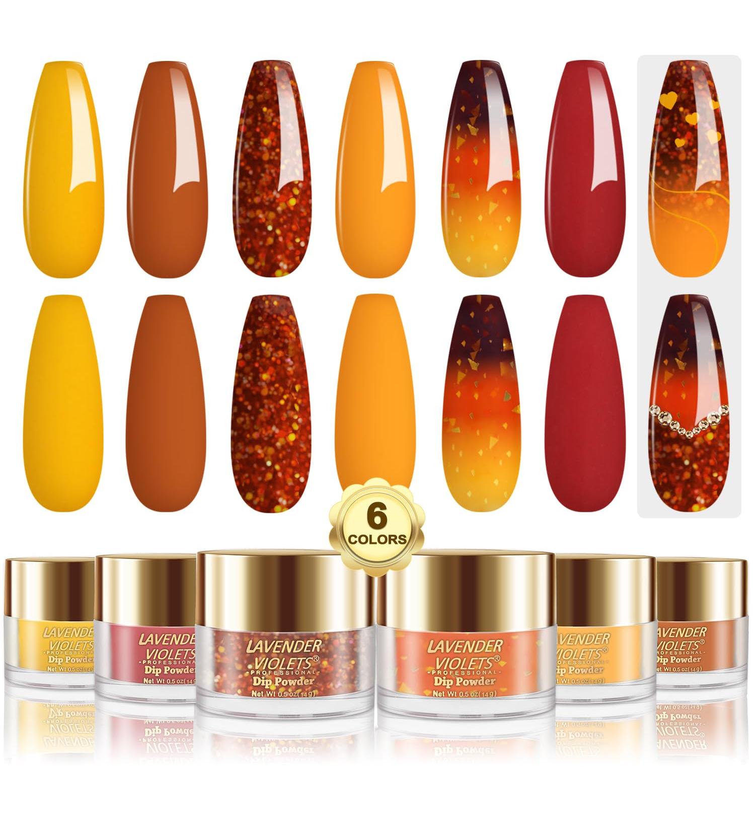 Lavender Violets 14g x 6 Colors Acrylic Dip Powder Set - Winter Colours Nail Art Manicure with Glitter J206 Amber - Buy Online on SooperMarket.com