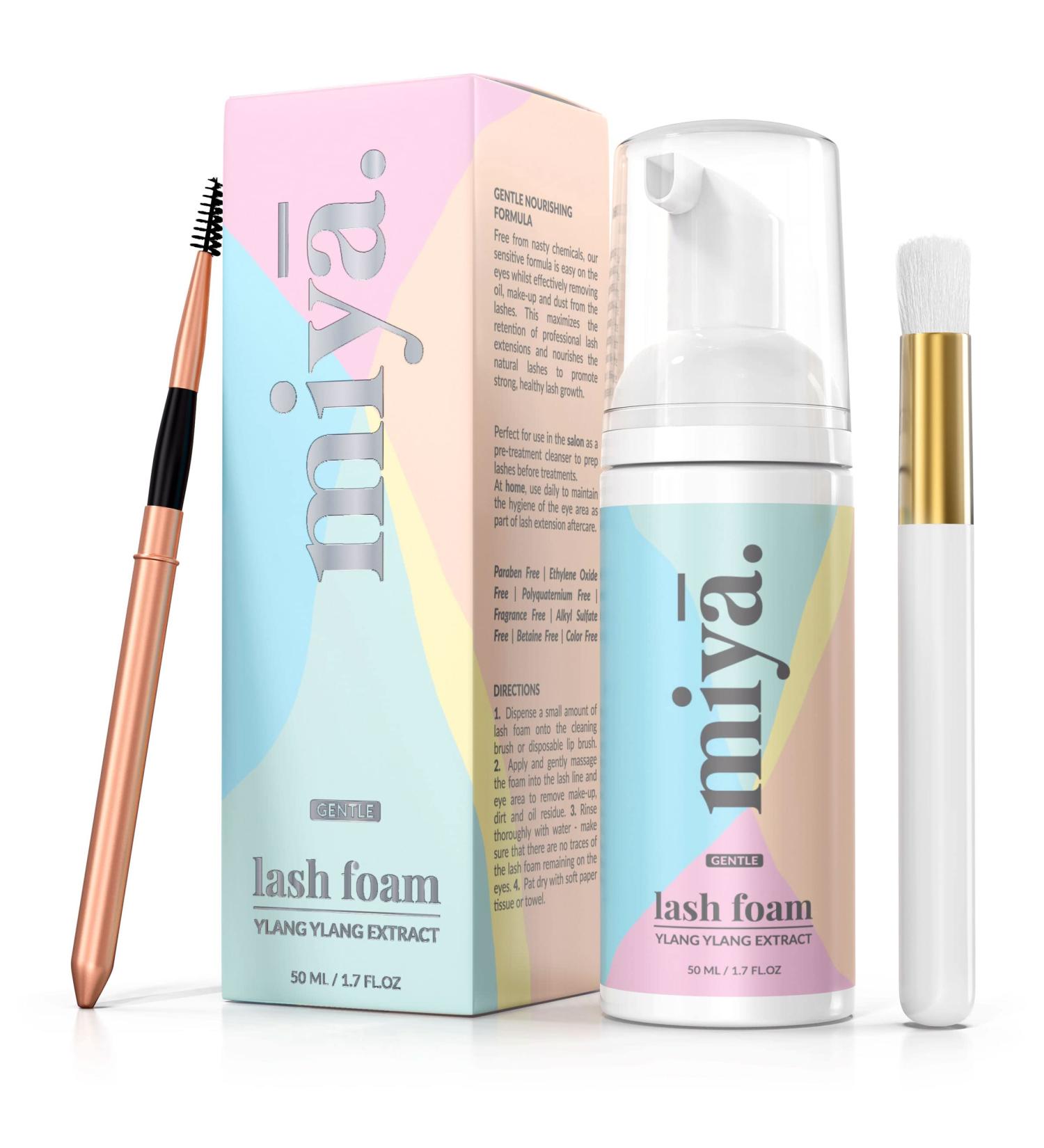 Eyelash Extension Cleanser & Rose Gold Mascara Wand | Miya Lash Shampoo 50ml - Buy Online on SooperMarket.com