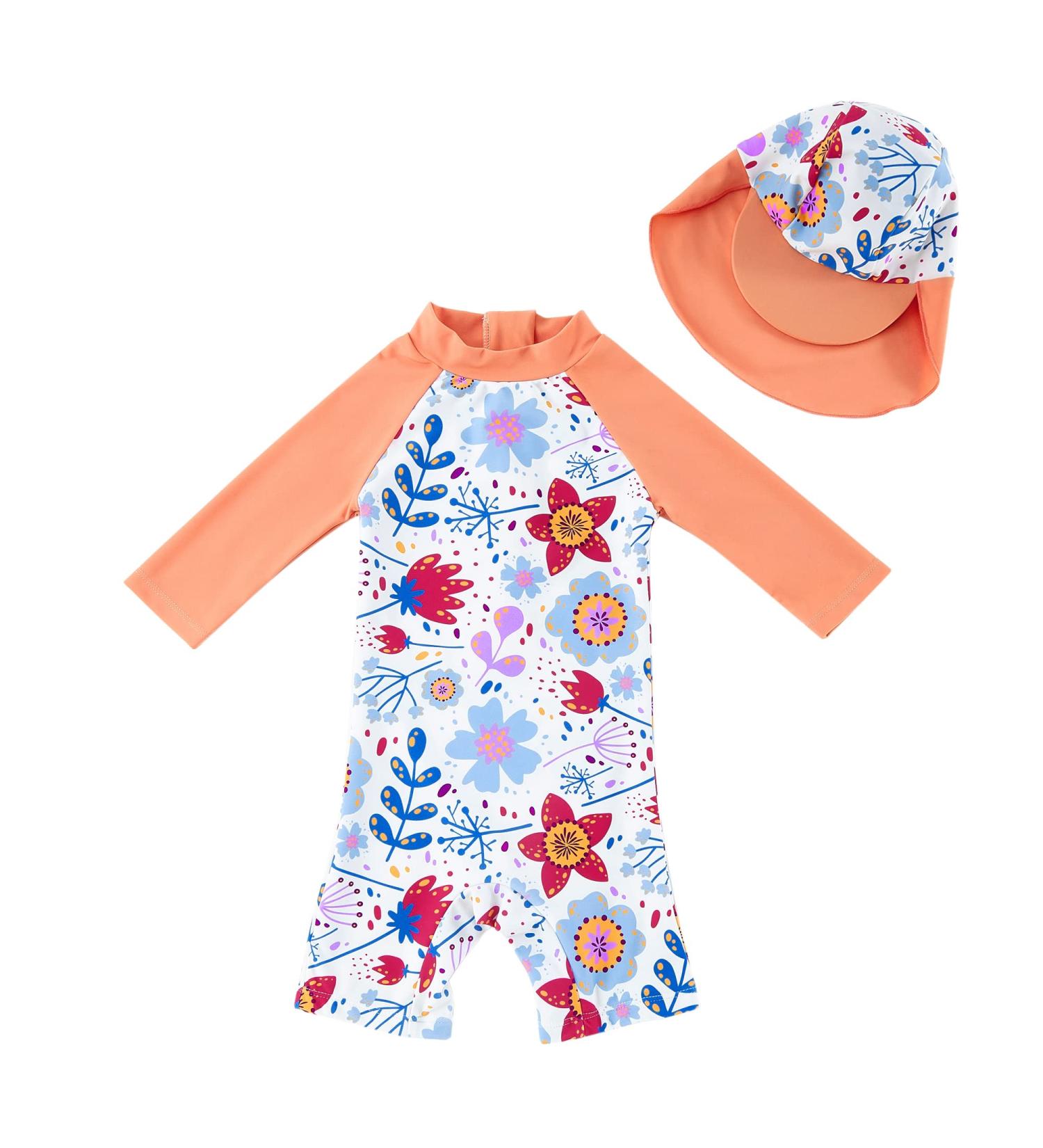 Upandfast Baby Girl One Piece Swimwear Suit with Sun Hat | Toddler Swimsuit UPF 50+ Sun Protection | Sunflower Design | 12-18 Months - Buy Online on SooperMarket.com