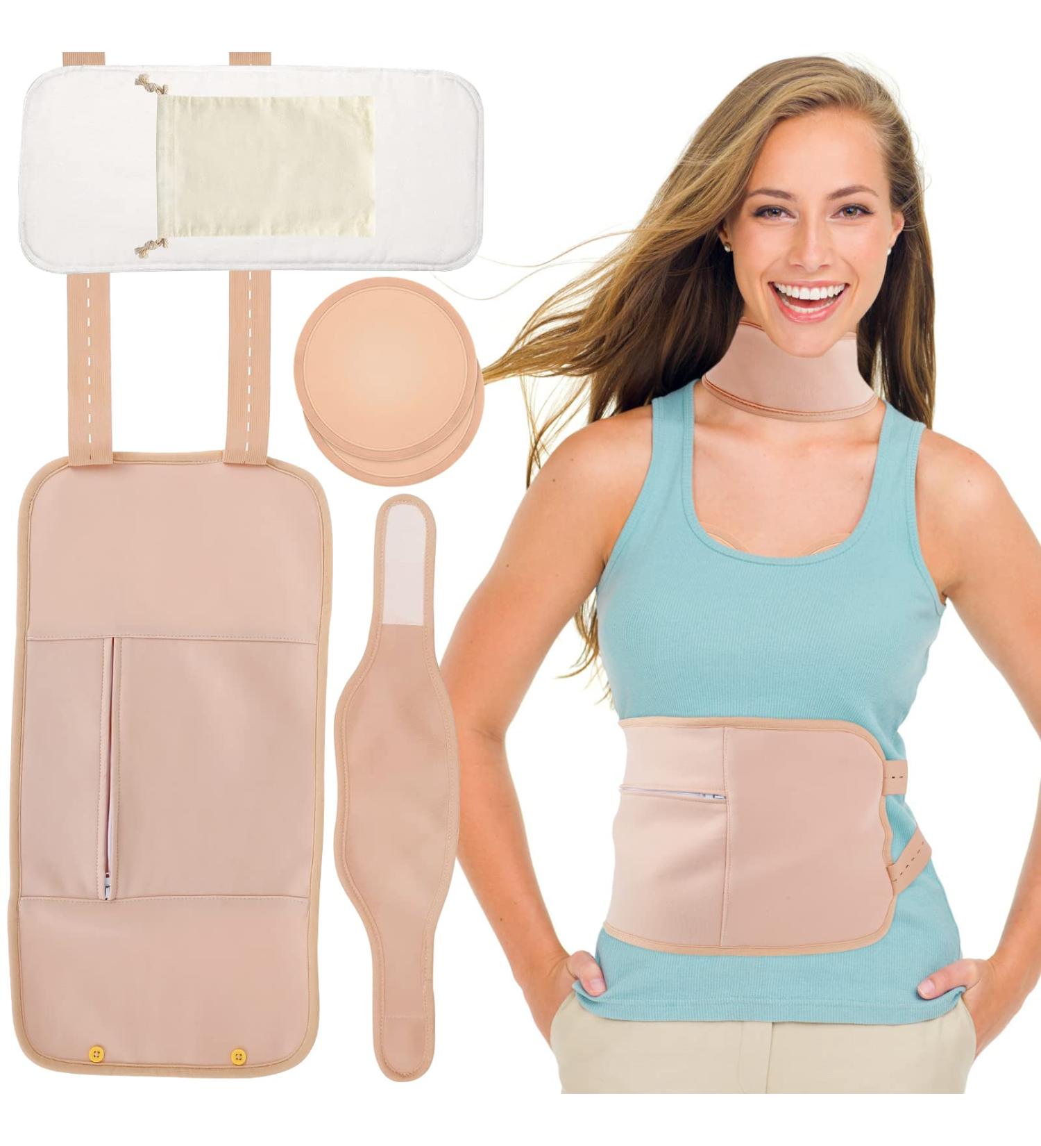 SHASUXTING 5Pcs Neck Waist Oil Pack Set with Chest Pad Reusable Oil Wrap Mess-Free Oil Pack Wrap with Adjustable Straps Comfortable Oil Pack for Neck Waist - Buy Online on SooperMarket.com