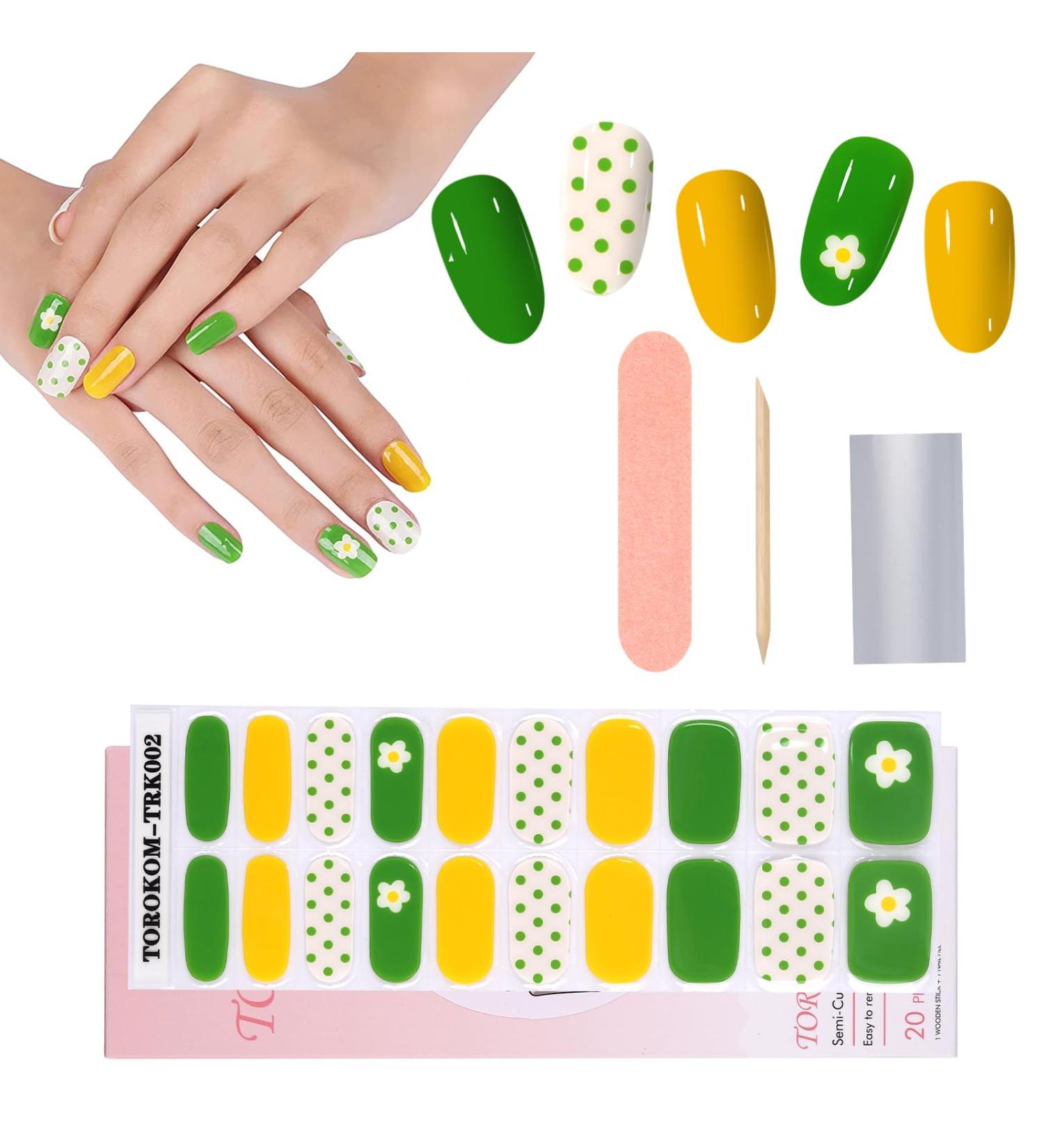 EBANKU Black Gel Nail Strips Set with Cuticle Stick, Nail File, Wipes & UV/LED Sealing - Long Lasting Waterproof Polish Wraps for Real-Looking Nails - Buy Online on SooperMarket.com