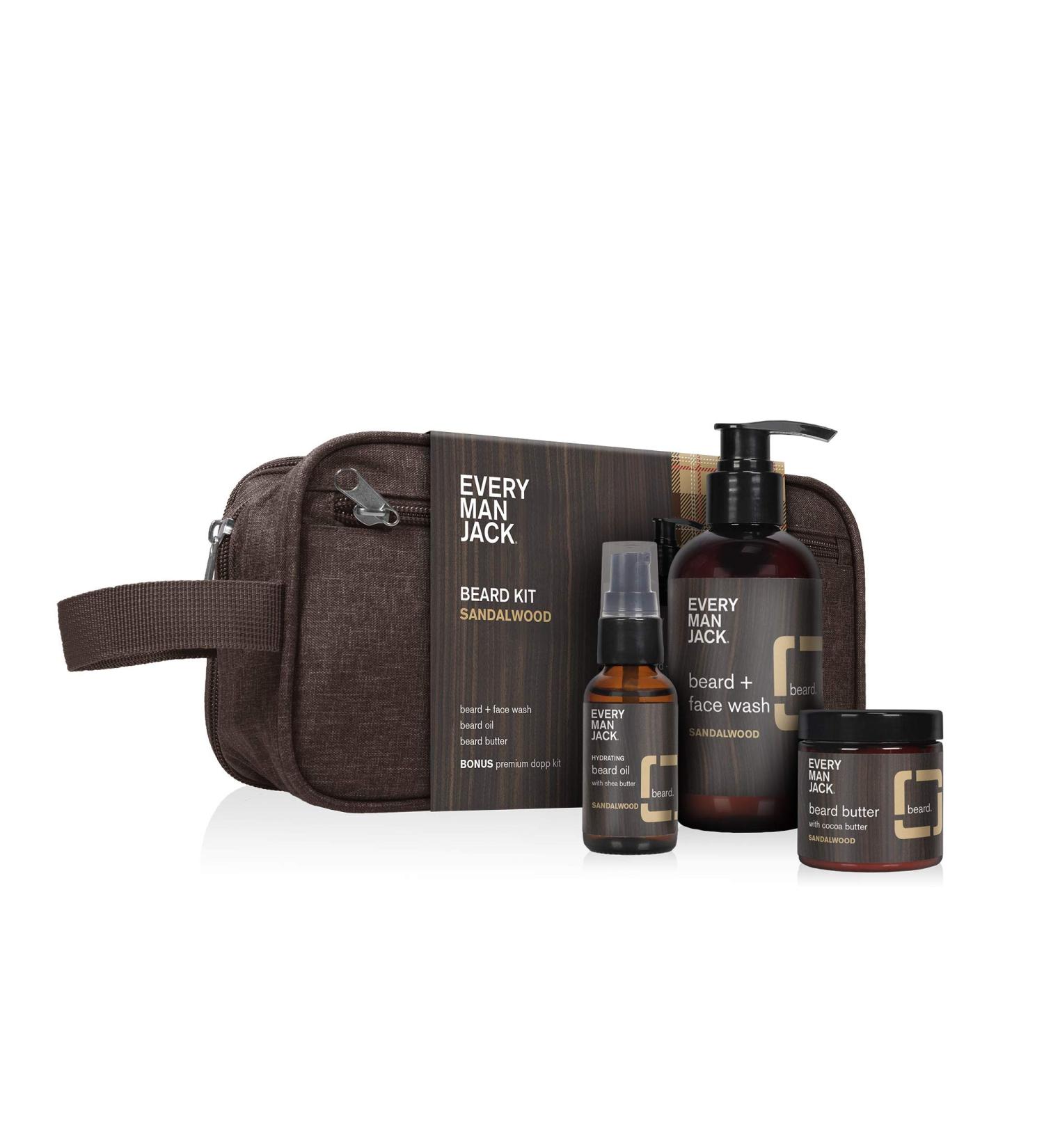 Every Man Jack Sandalwood Beard Set - Full-Sized Grooming Essentials for Men - Buy Online on SooperMarket.com