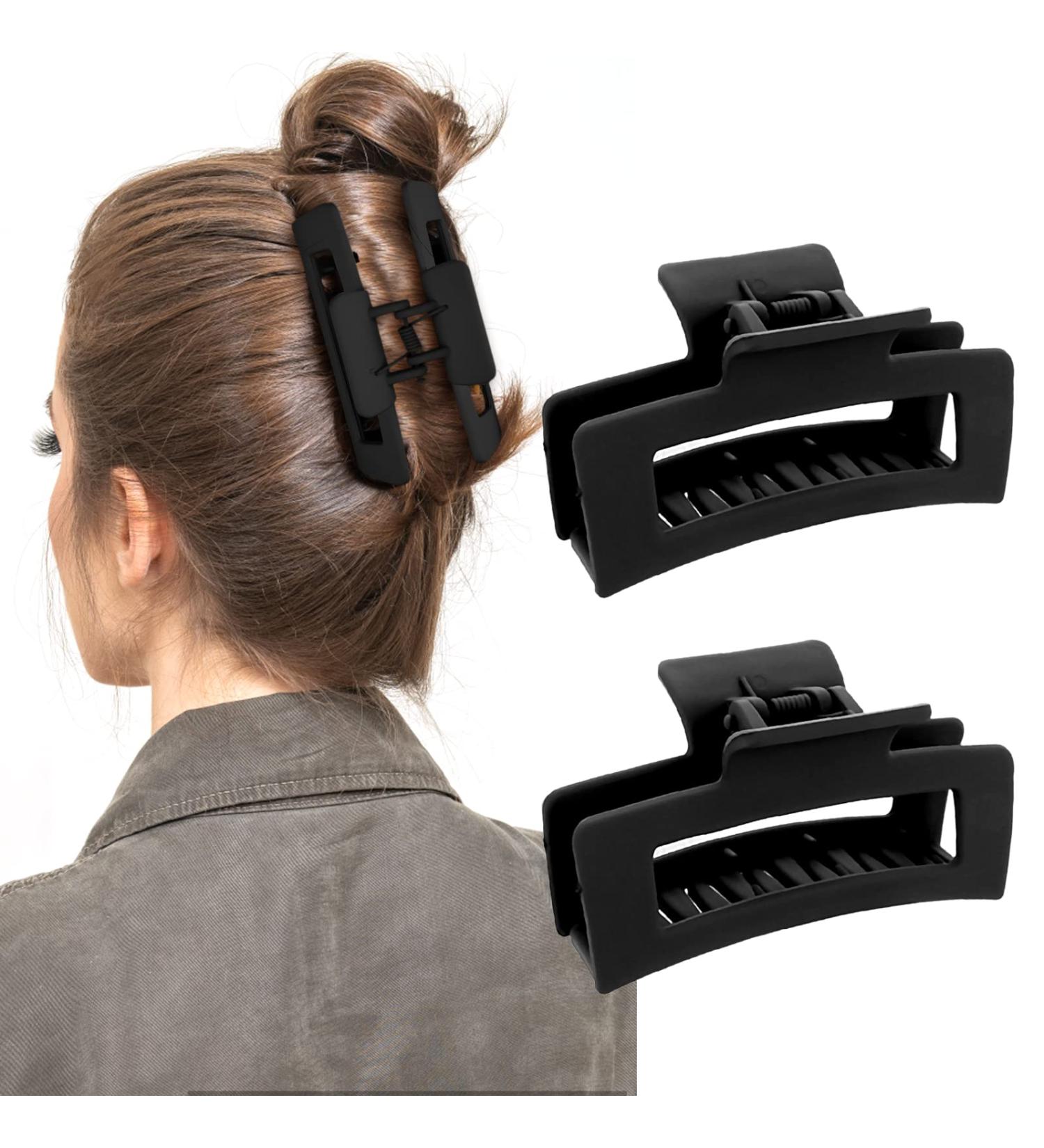 2 Pack Matte Square Claw Clips 3.5 Inch Medium Hair Clamps - Non-slip & Fashionable Hair Accessories for Women and Girls - Buy Online on SooperMarket.com