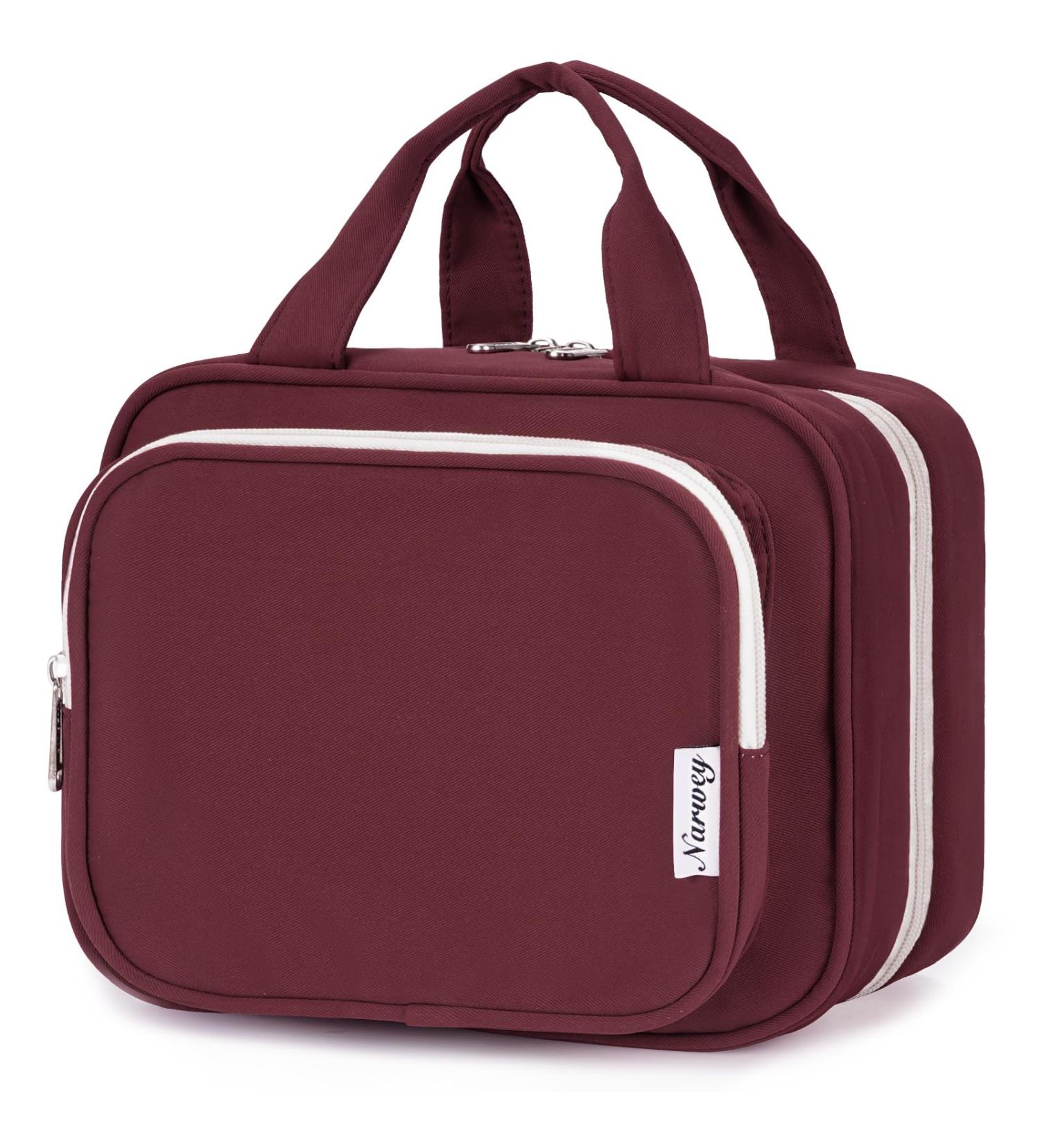 Narwey Hanging Travel Toiletry Bag for Women - Wine Red (Large) | Organizer for Cosmetics, Makeup, and Travel Size Accessories - Buy Online on SooperMarket.com