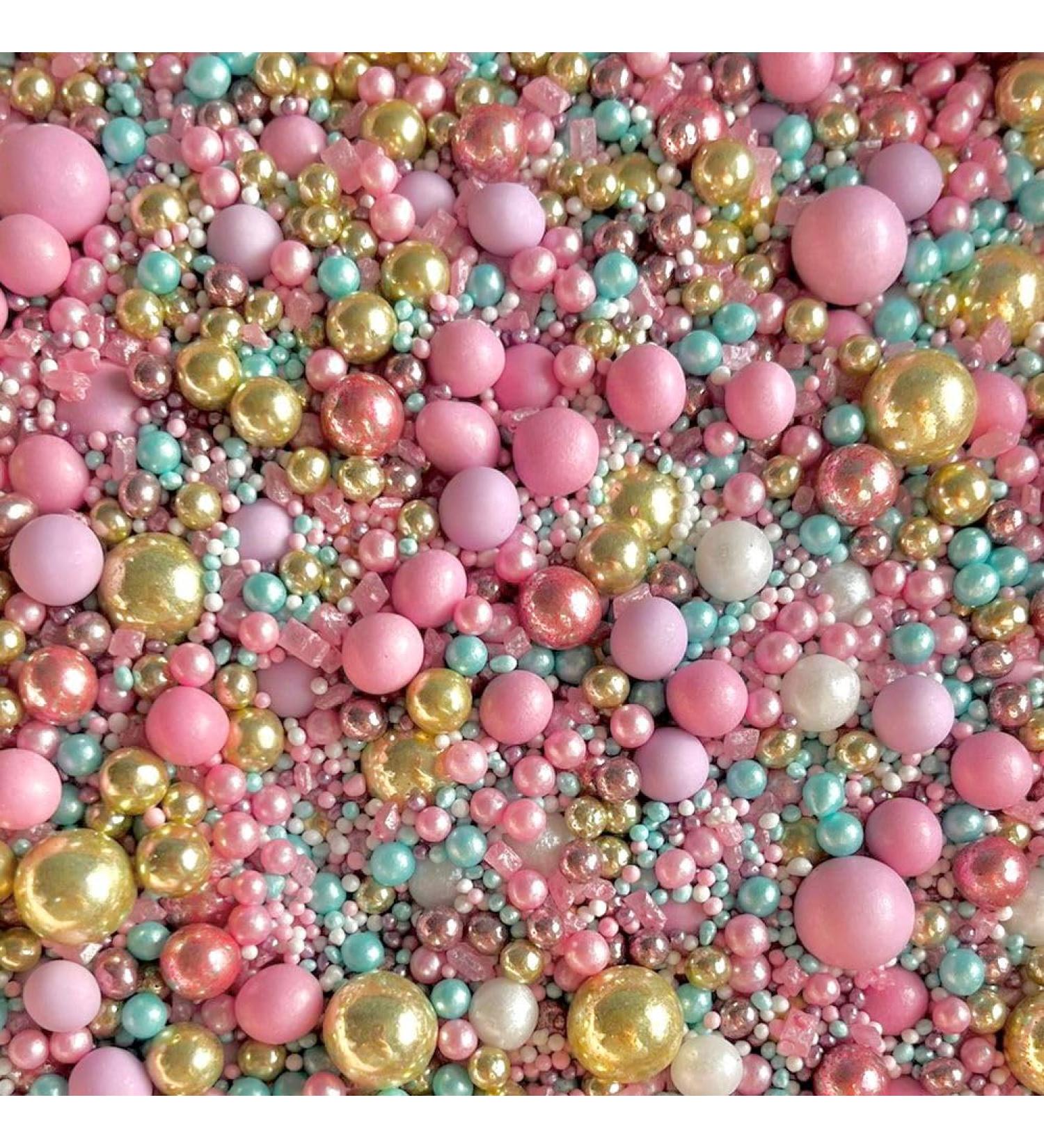 Gold sprinkles luxury chocolate balls pink blue purple lilac princess cakes cupcake edible toppers sprinkle mix blend pearls party decoration baking biscuits cake topper balls pastel FAIRYTALE
