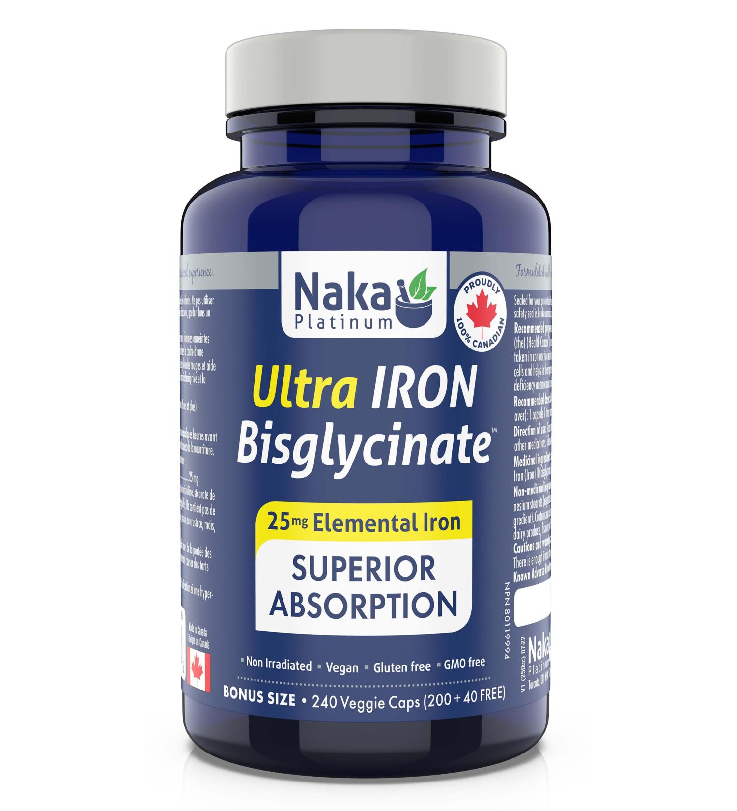 240 vcaps Iron Bisglycinate 25 mg Elemental Iron Superior Absorption Made in Canada (240 caps) 240 count (Pack of 1) - Buy Online on SooperMarket.com