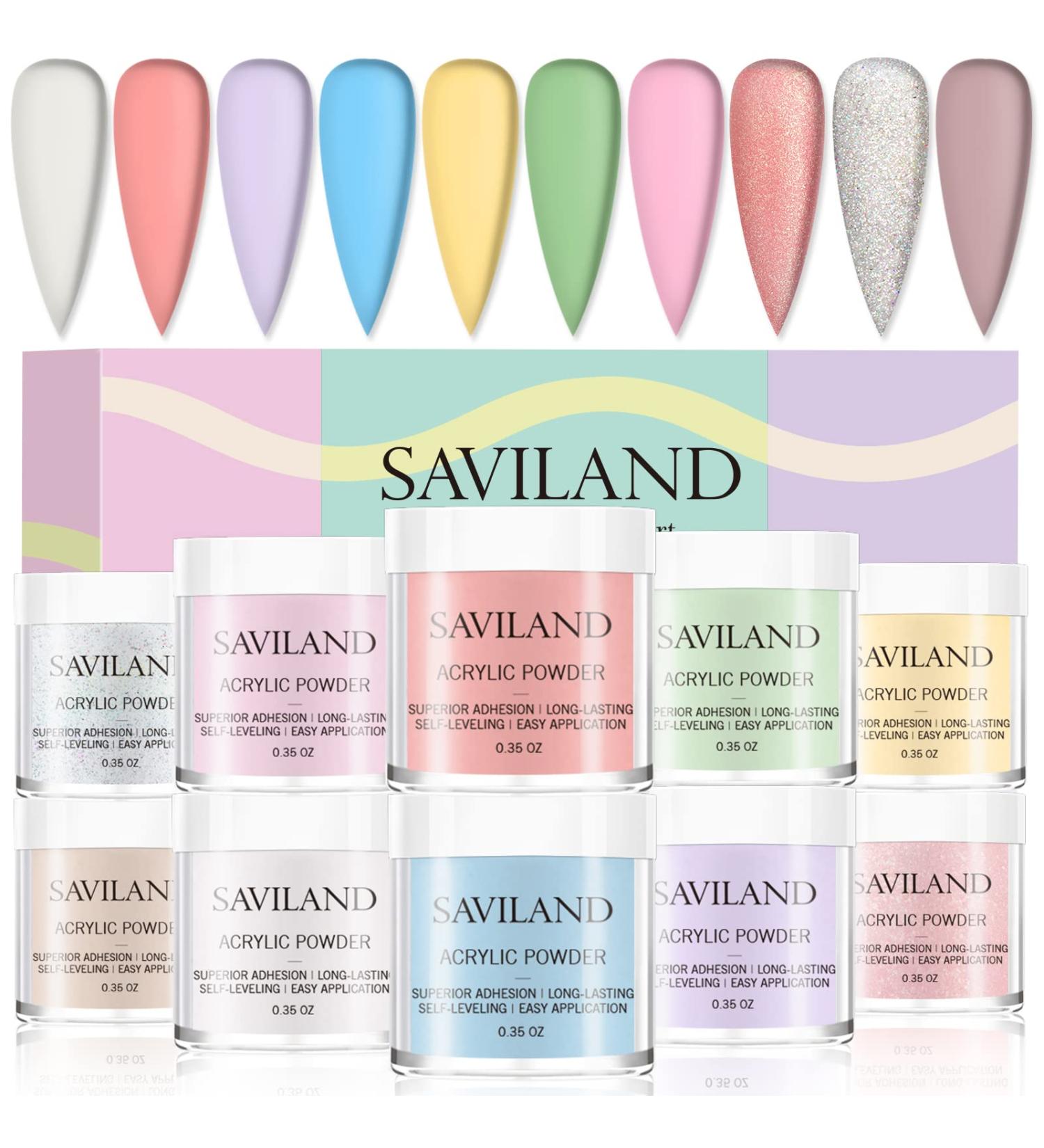 Saviland 10 Colors Acrylic Powder Set - Professional Nail Kit for Acrylic Nails Extension - No Lamp Needed - Spring Sunshine Collection - Buy Online on SooperMarket.com