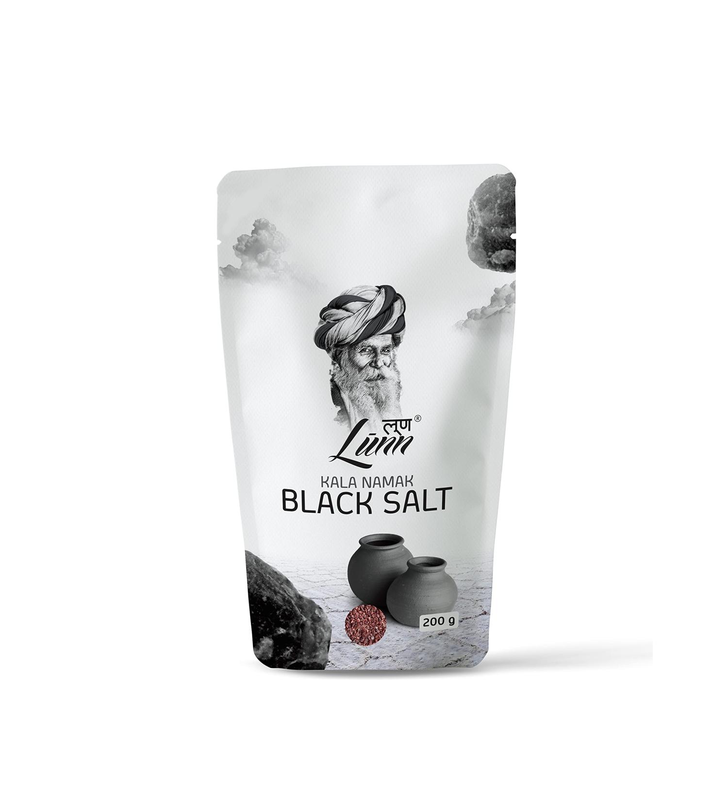 LUNN Natural Fine Grain Black Salt (Kala Namak) 7.05 Oz - Rich in Minerals, Pure Unrefined Non-GMO Vegan Salt - Gluten Free - Pack of 1 - Buy Online on SooperMarket.com