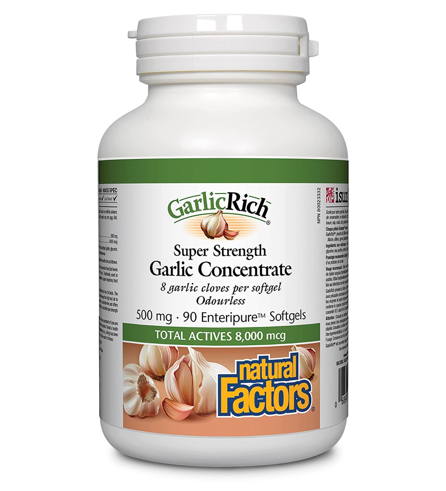 Natural Factors - GarlicRich Super Strength Garlic Concentrate 500 mg 90 Softgels - Buy Online on SooperMarket.com