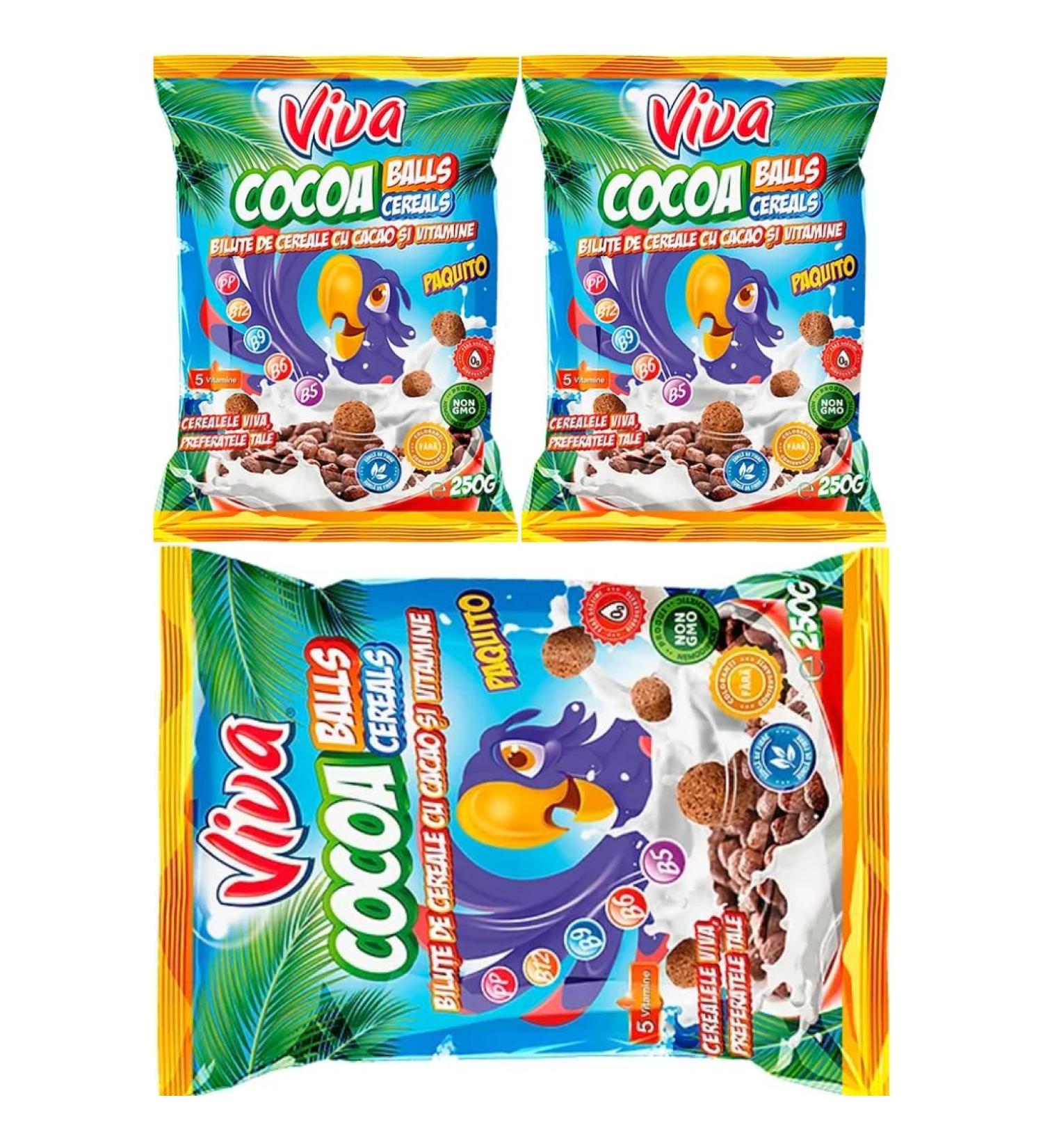 Viva Cacao Cereal Balls Cereals Muesli Corn Flakes 250 Gram x 3 Pieces - Buy Online on SooperMarket.com