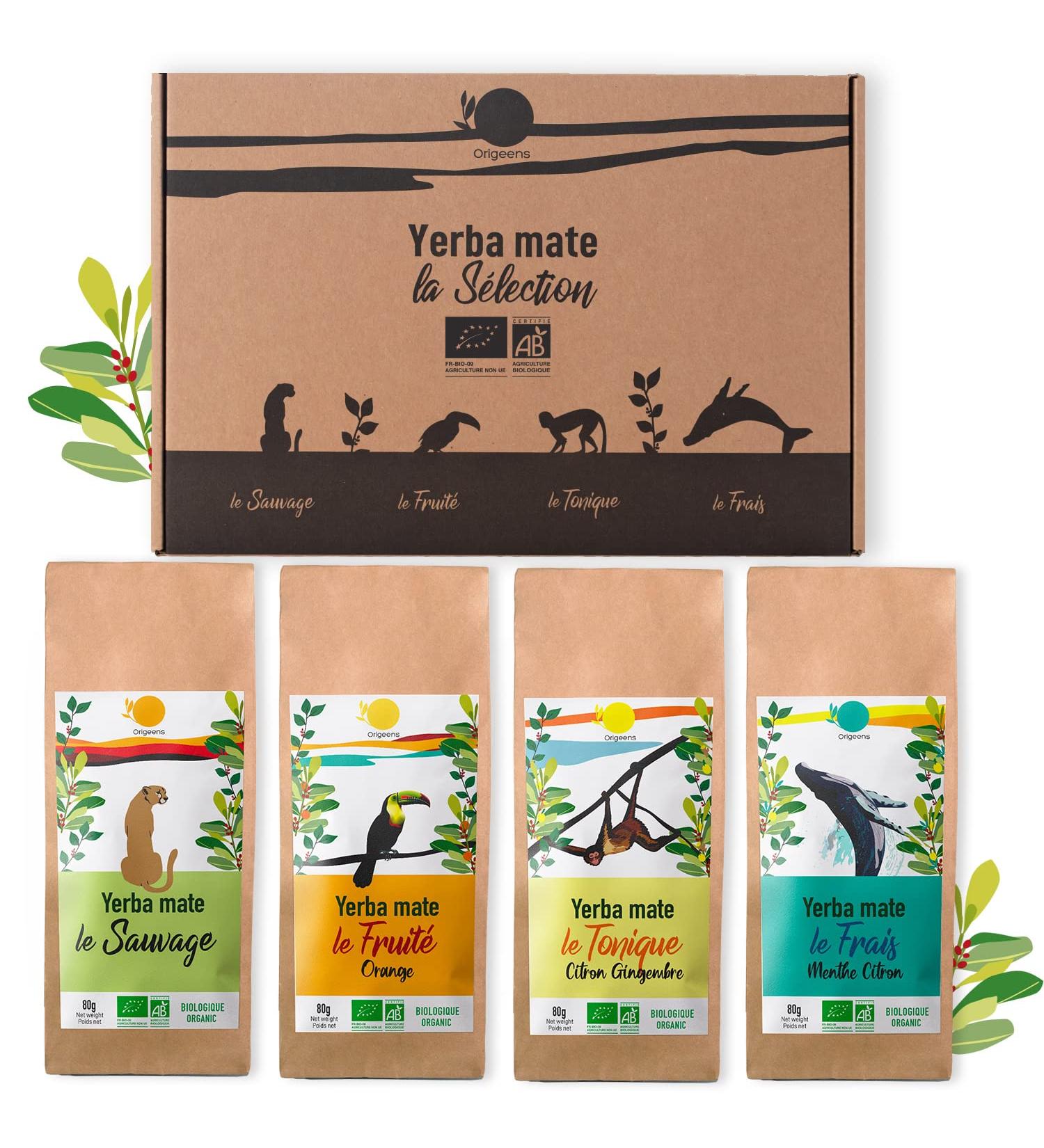 Origeens Organic Yerba Mate Set x4 - 4x80g | Premium Mate Tea Gift Set - Buy Online on SooperMarket.com