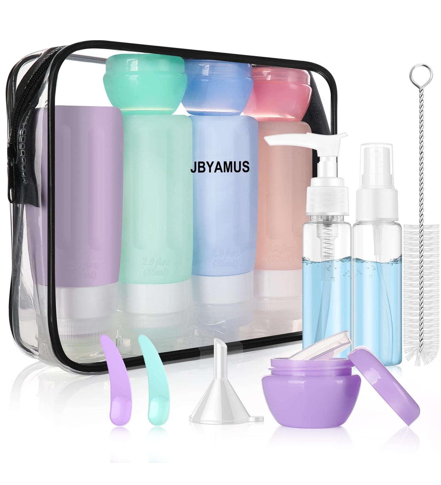 JBYAMUS 16 Pcs Silicone Travel Bottles Set - TSA Approved, Leak-Proof Toiletries Containers for Women, Portable & BPA Free - Pink - Buy Online on SooperMarket.com