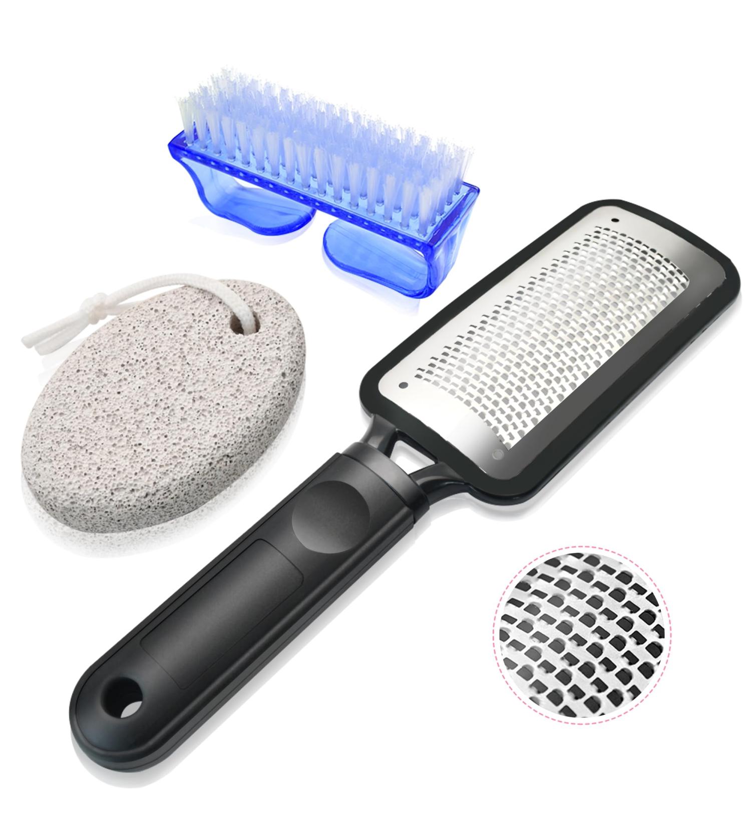 Professional Pedicure Kit Stainless Steel Heel Scraper for Women Feet Care Foot Pumice Stone for Feet Hard Skin Remover in Shower Pumice Stone and Brush for Feet Callus Removal at Home/Salon - Buy Online on SooperMarket.com