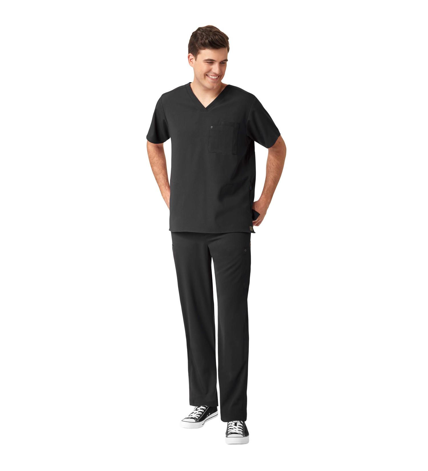 WonderWink AERO Men's Scrub Set + Badge Reel Black 5X-Large - V-Neck Top & Cargo Pant - Buy Online on SooperMarket.com