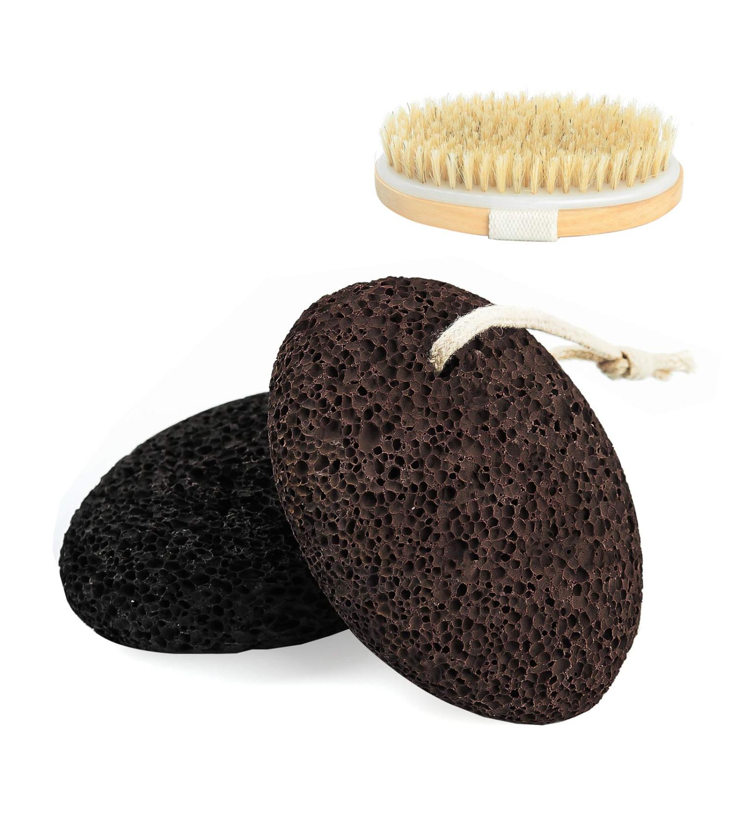 2 Pcs Pumice Stone Dead Hard Skin Callus Remover for Feet/Hands/Body 2 Different Coarse Levels Foot Scrubber Stone with Dry Bath Brush - Buy Online on SooperMarket.com