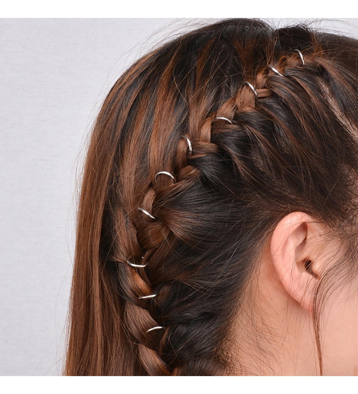 Pack of 20 hair clips for French braids punk look hand cross shell leaf or ring Silver Circle