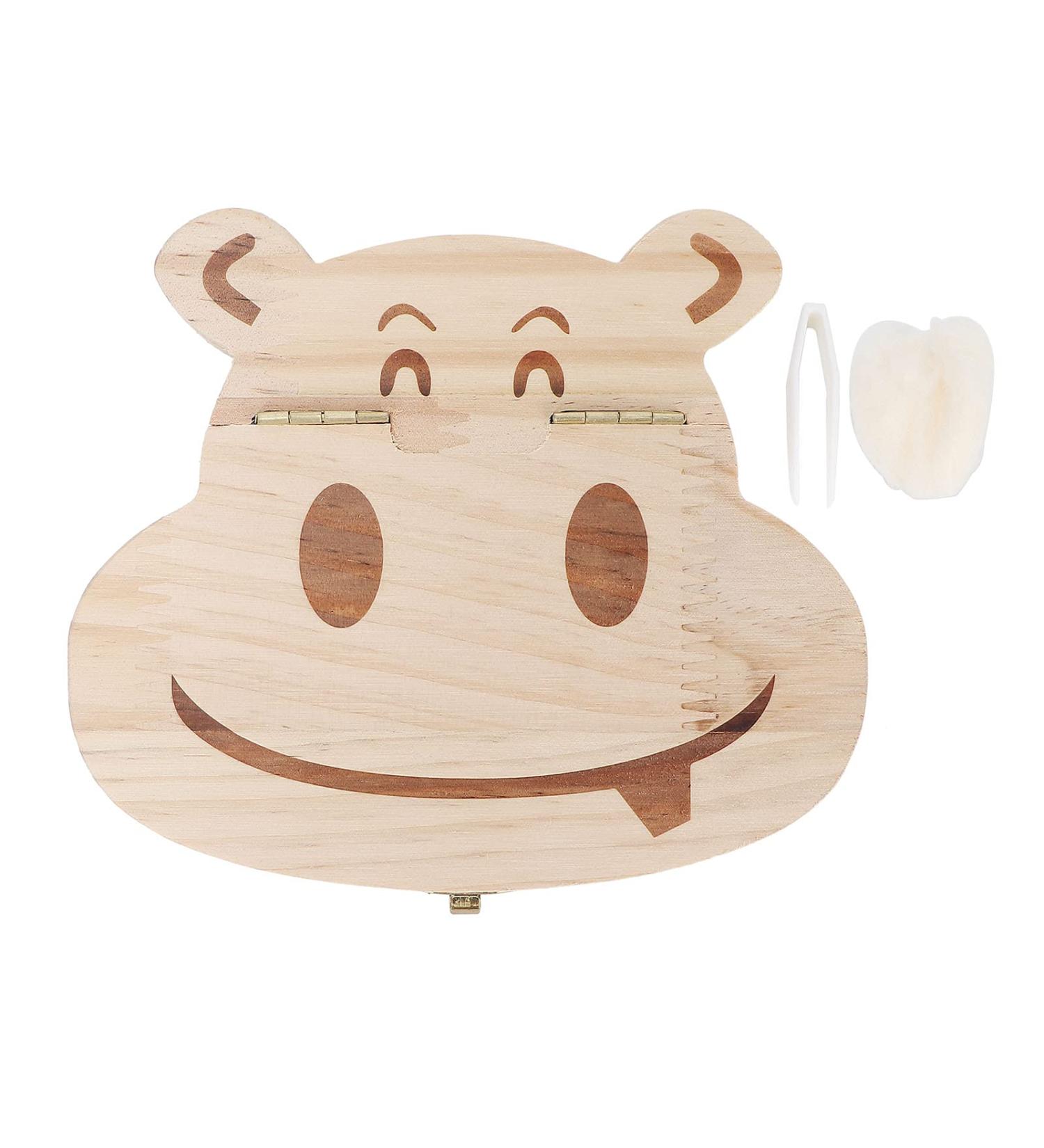 Hippo Shaped Baby Tooth Fairy Box - Keepsake Organizer for Lost Teeth - English Words Baby Shower Gift - Buy Online on SooperMarket.com