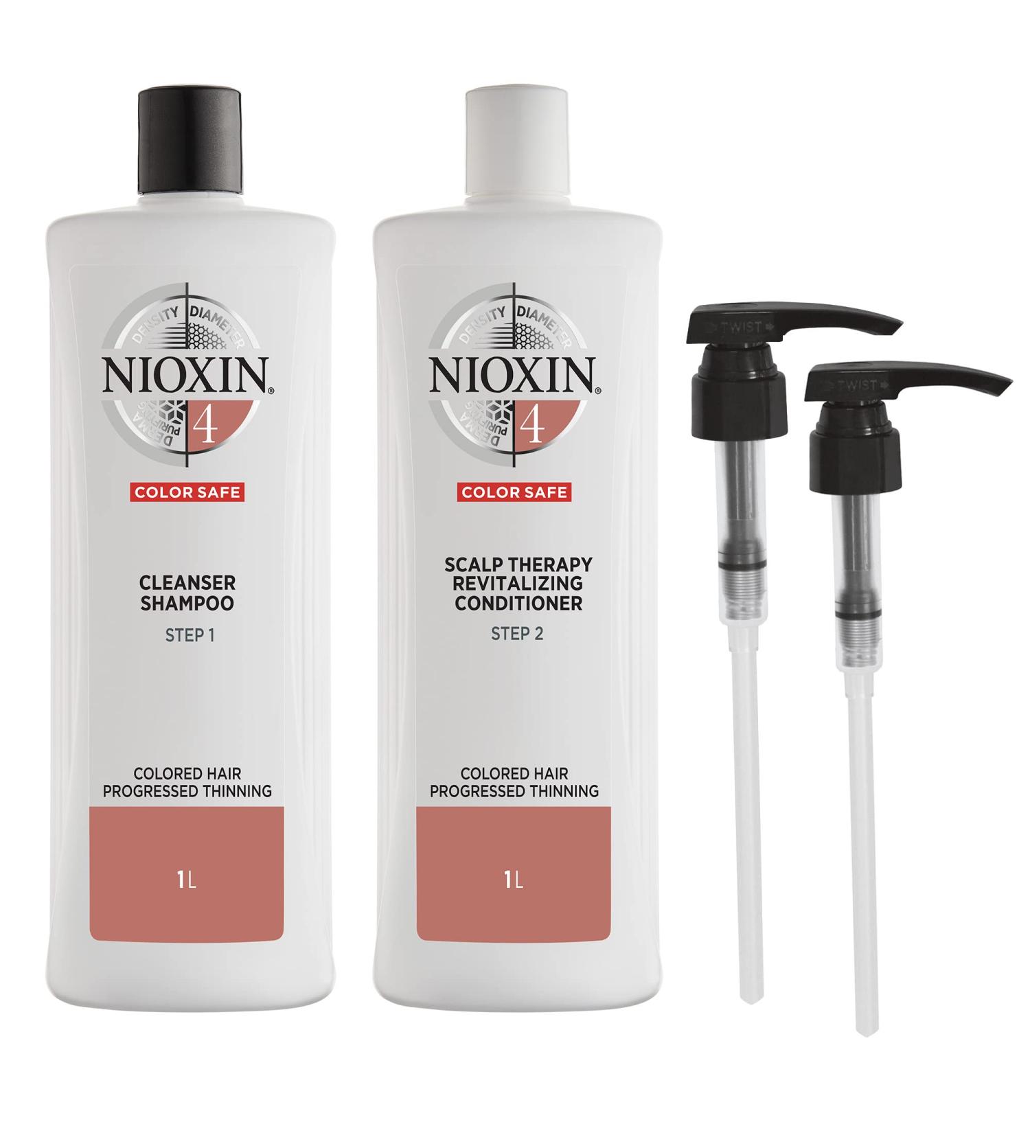Nioxin System 4 Shampoo & Conditioner Prepack for Color Treated Hair - 33.8 fl oz with Progressed Thinning Pumps - Buy Online on SooperMarket.com
