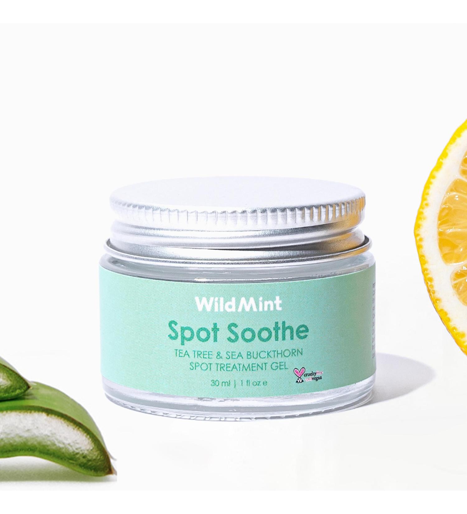 WildMint Spot Soothe Natural Spot Treatment Gel | Reduces Breakouts Scars & Irritation | Tea Tree Healing Serum for Acne Prone Skin Blemishes Redness & Ingrown Hairs | Cruelty-Free UK Skincare 30ml - Buy Online on SooperMarket.com