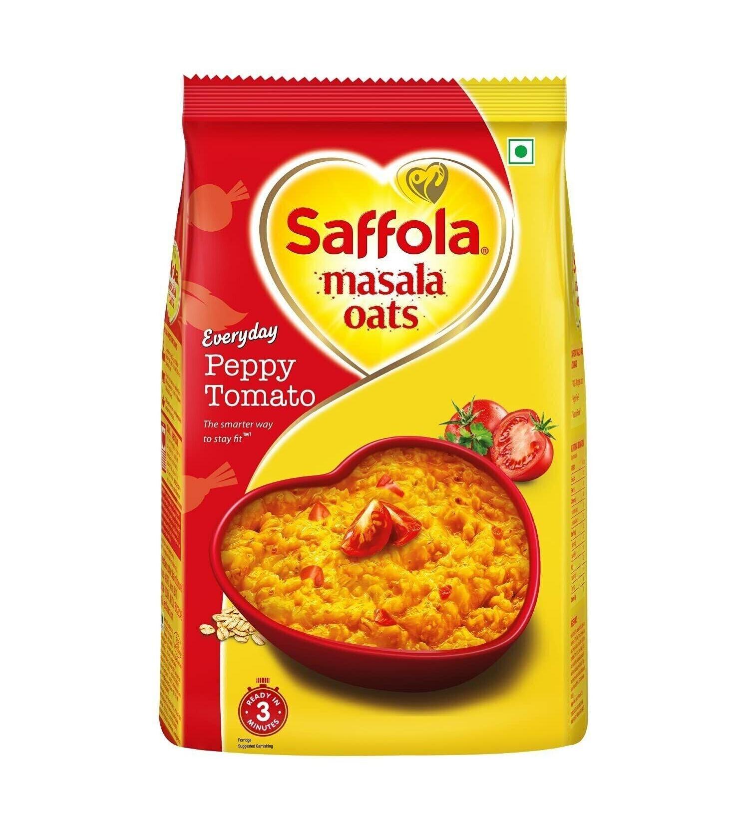 Seelans | Saffola Masala Oats | Peppy Tomato 500G |High fiber |Ready in 3 Minutes | Indian origin | Pack Of 2 - Buy Online on SooperMarket.com