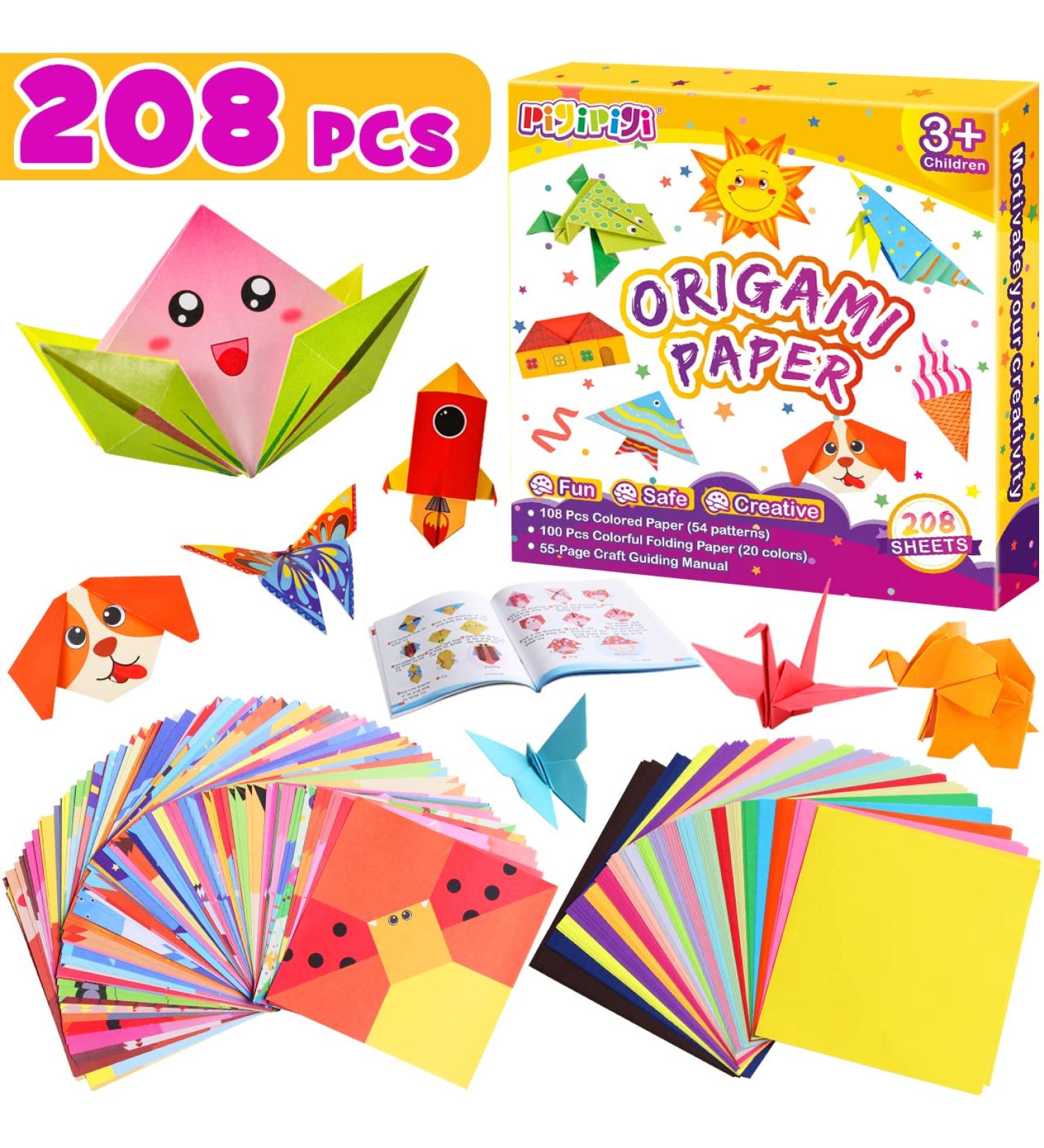 Pigipigi Craft Origami Paper for Kids - 208 Sheets, 54 Patterns, Vivid Colors - Fun Art Projects Kit for 5-12 Year Olds - Perfect Birthday Gift for Boys and Girls - Educational Toy - Buy Online on SooperMarket.com