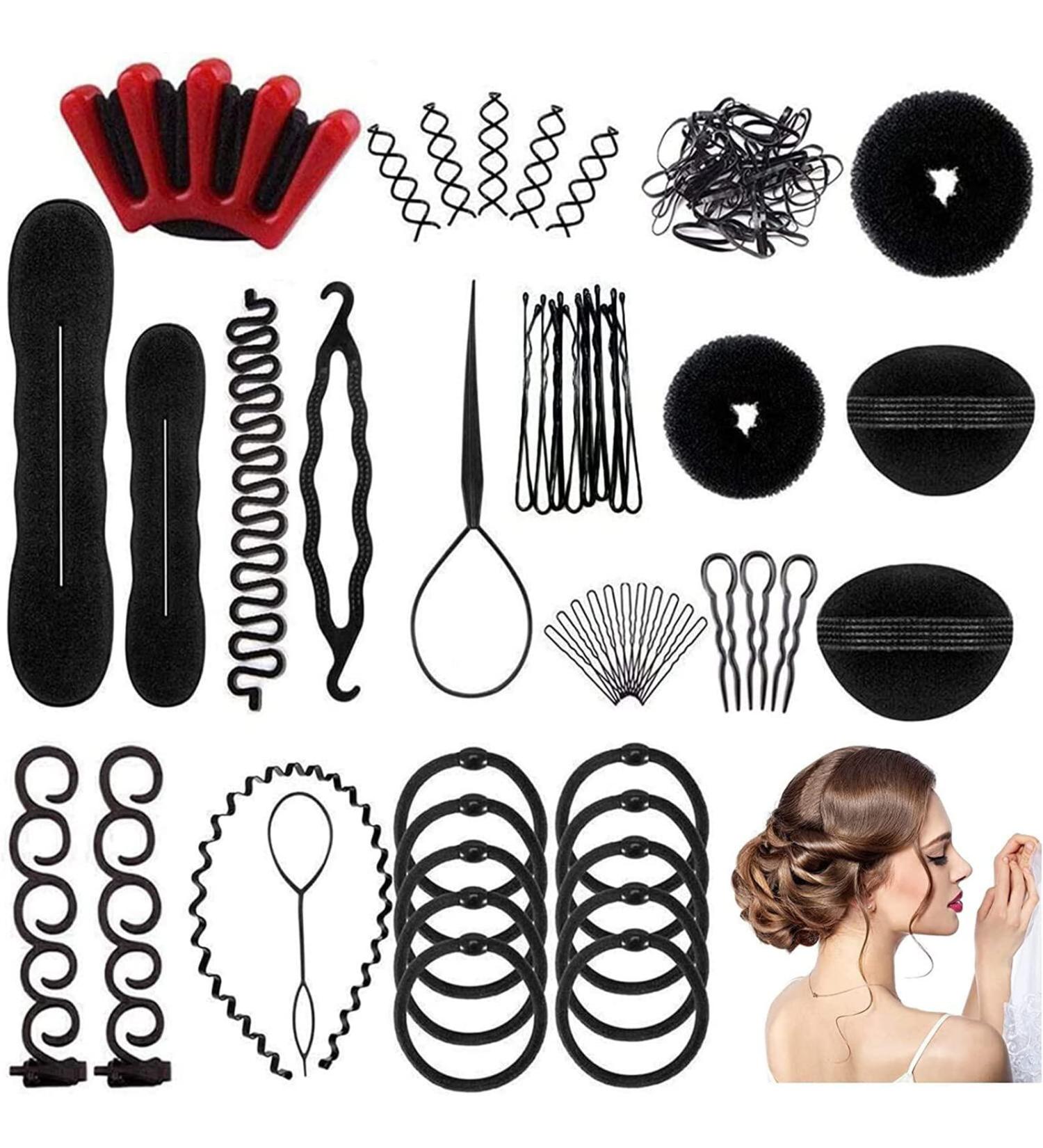 25 PCs Hair Styling Accessories Kit - Braided Clips & Foam Pads for DIY Hairstyles | Hair Tool Set for Girls - Buy Online on SooperMarket.com