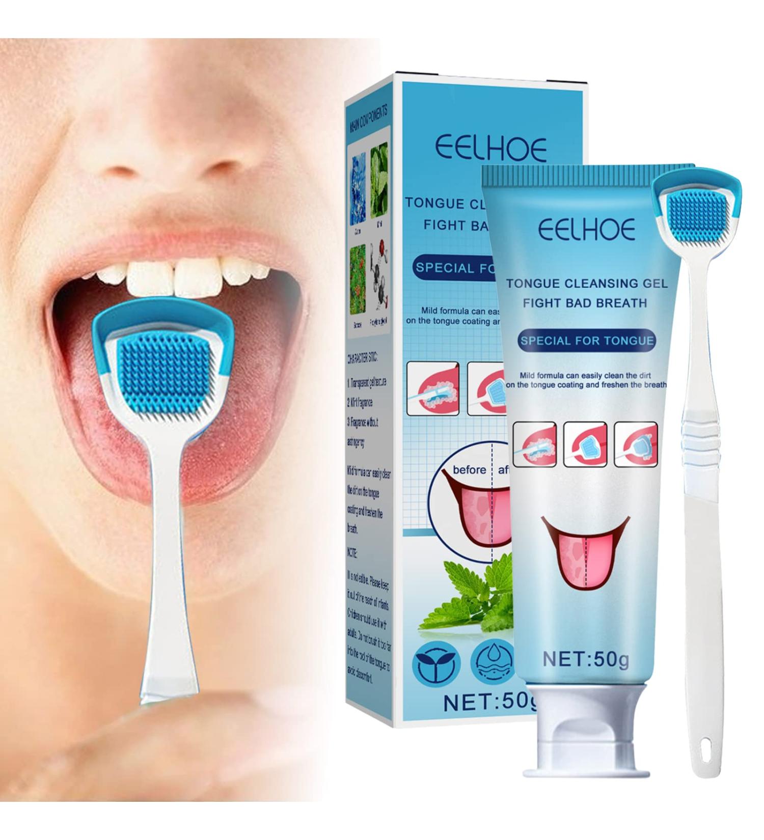 Facynde Tung Gel and Brush | Tongue Cleaner Gel Set for Fresh Breath | Mint Tongue Scraper & Oral Hygiene Solution - Buy Online on SooperMarket.com