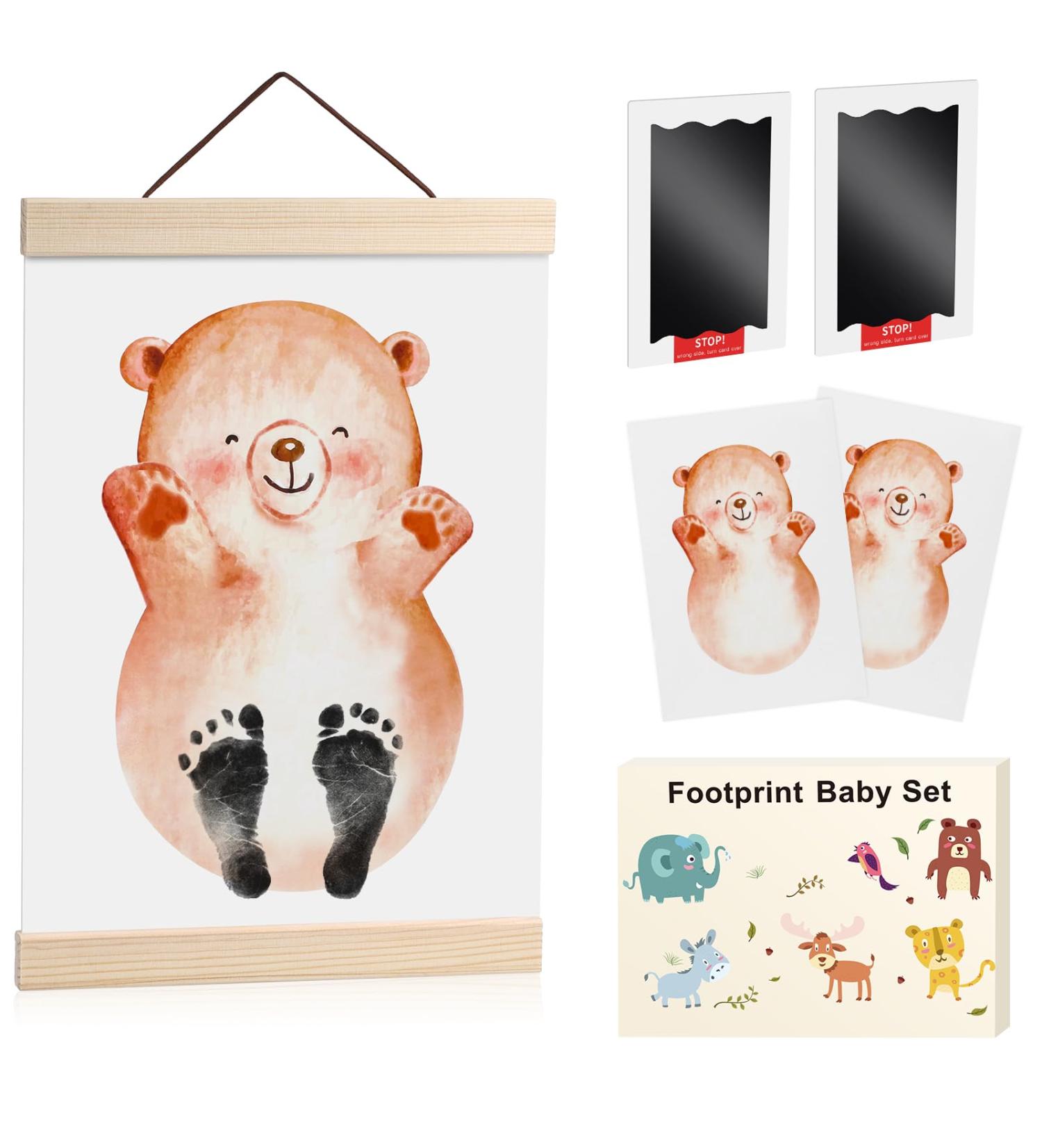 Togou2s Baby Footprint & Handprint Set - 2pcs Baby Stamp Cushion for Baby Shower Gift (0-6 Months) - Non-Contact Color Prints - Ideal Kinderzimmer Decoration - Buy Online on SooperMarket.com