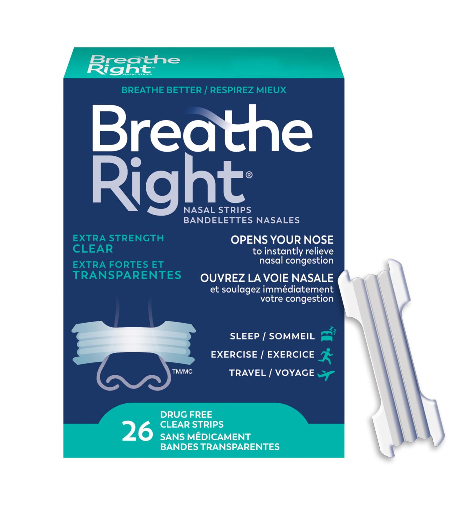 Breathe Right Extra Clear Nightly Sleep Clear 26 Count (Pack of 1) - Buy Online on SooperMarket.com