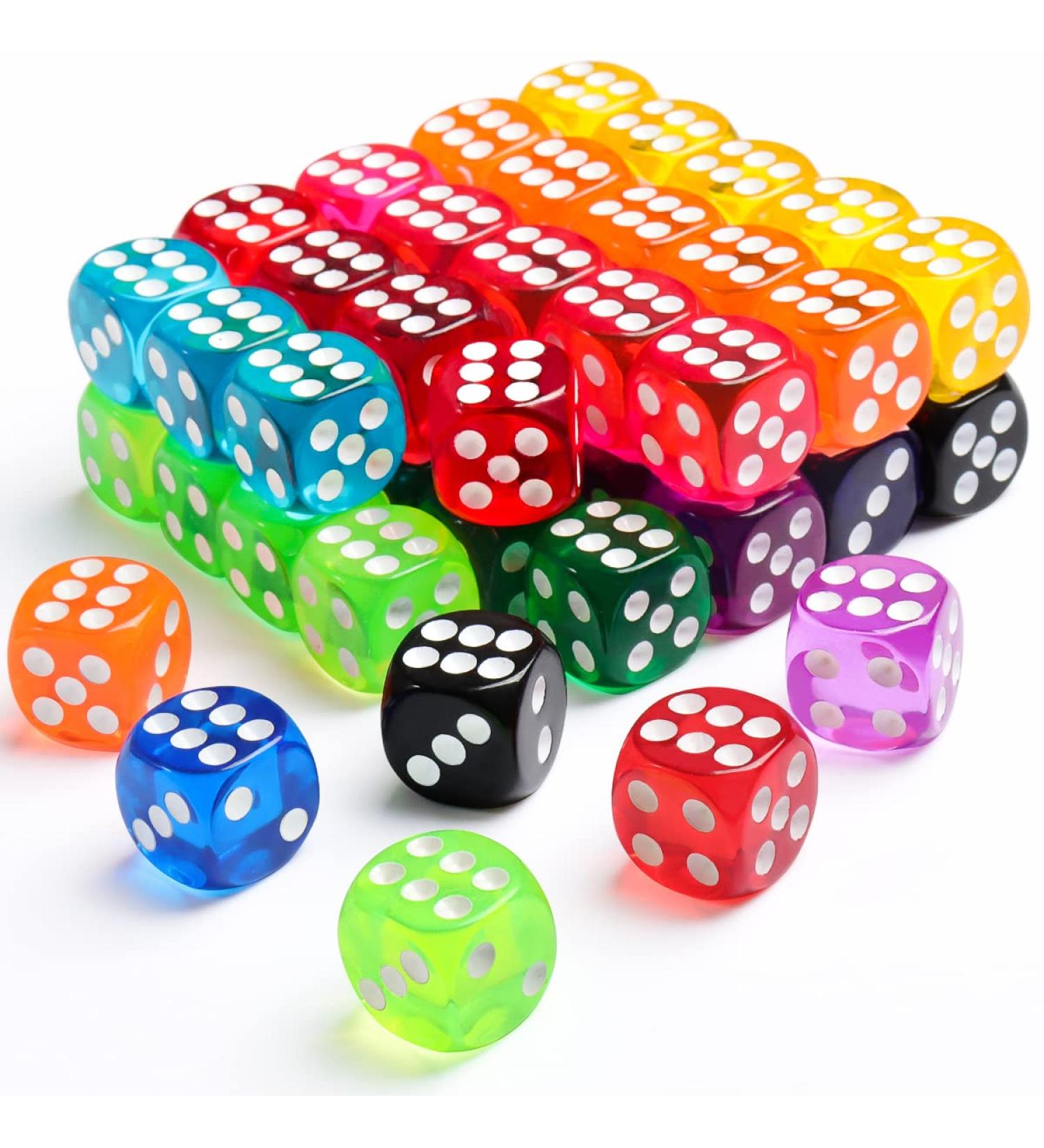 50 Pieces 14mm Colored 6 Sided Dice for Board Games and Math Learning - Bulk Dice for Classroom - Buy Online on SooperMarket.com