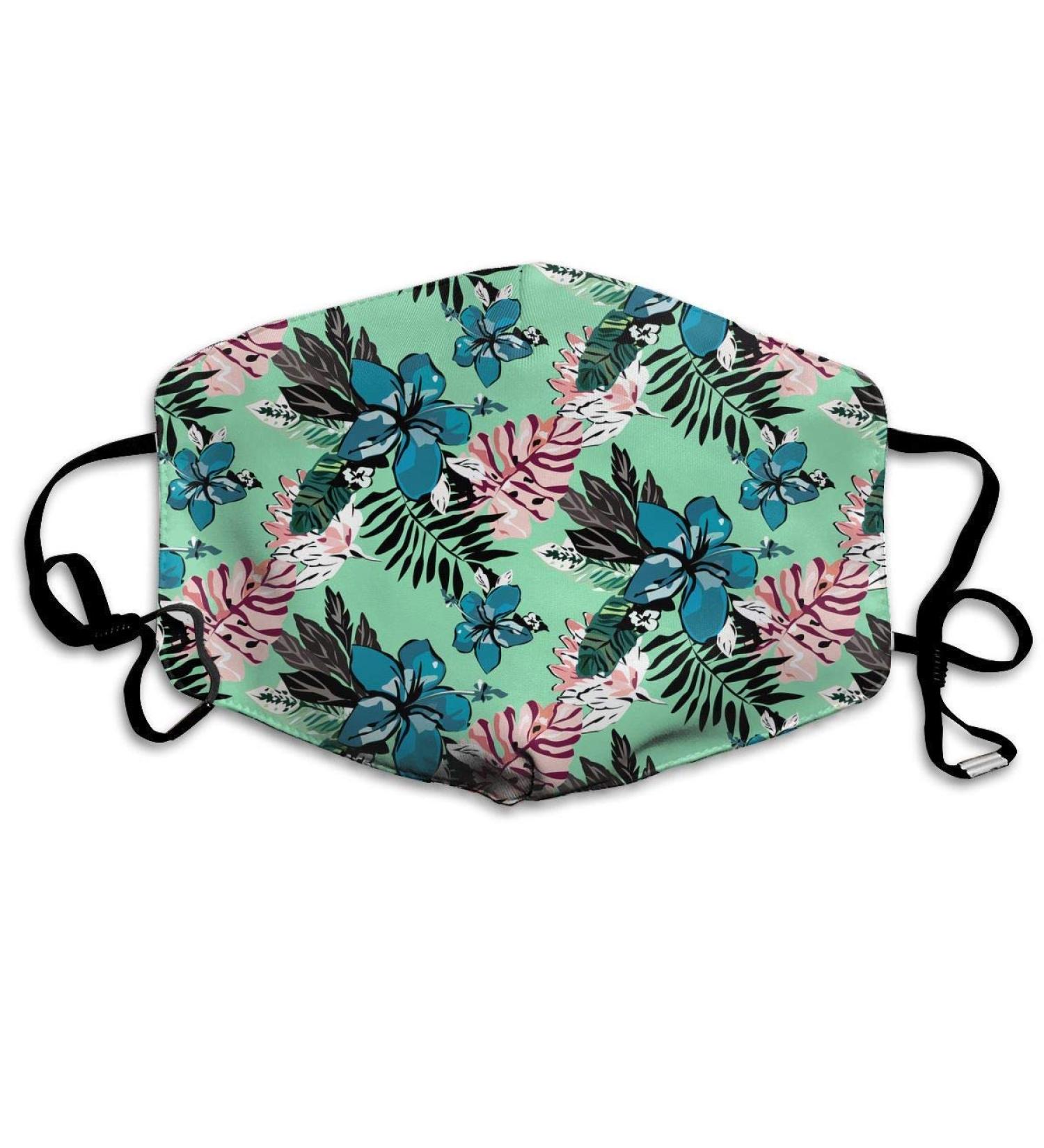 Beautiful Hawaii Pattern With Plants And Flowers Washable Reusable Mask Cotton Anti Dust Half Face Mouth Mask For Kids Teens Men Women With Adjustable Ear Loops - Buy Online on SooperMarket.com