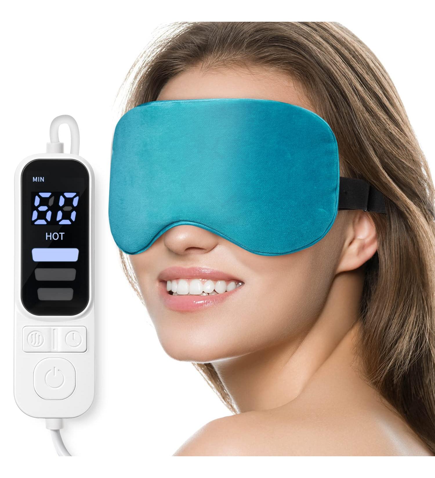 Heated Eye Mask - USB Electric Heating Pad for Dry Eyes & Therapy - Temperature & Timer Control for Sinus, Migraine, Stye - Warm Eye Compress Mask - Buy Online on SooperMarket.com