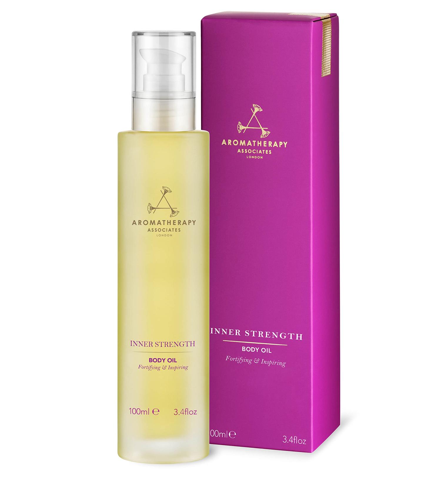 Aromatherapy Associates Inner Strength Body Oil 100ml - Jojoba & Peach Kernel Oils, Clary Sage & Geranium - Soothes Anxiety - Buy Online on SooperMarket.com