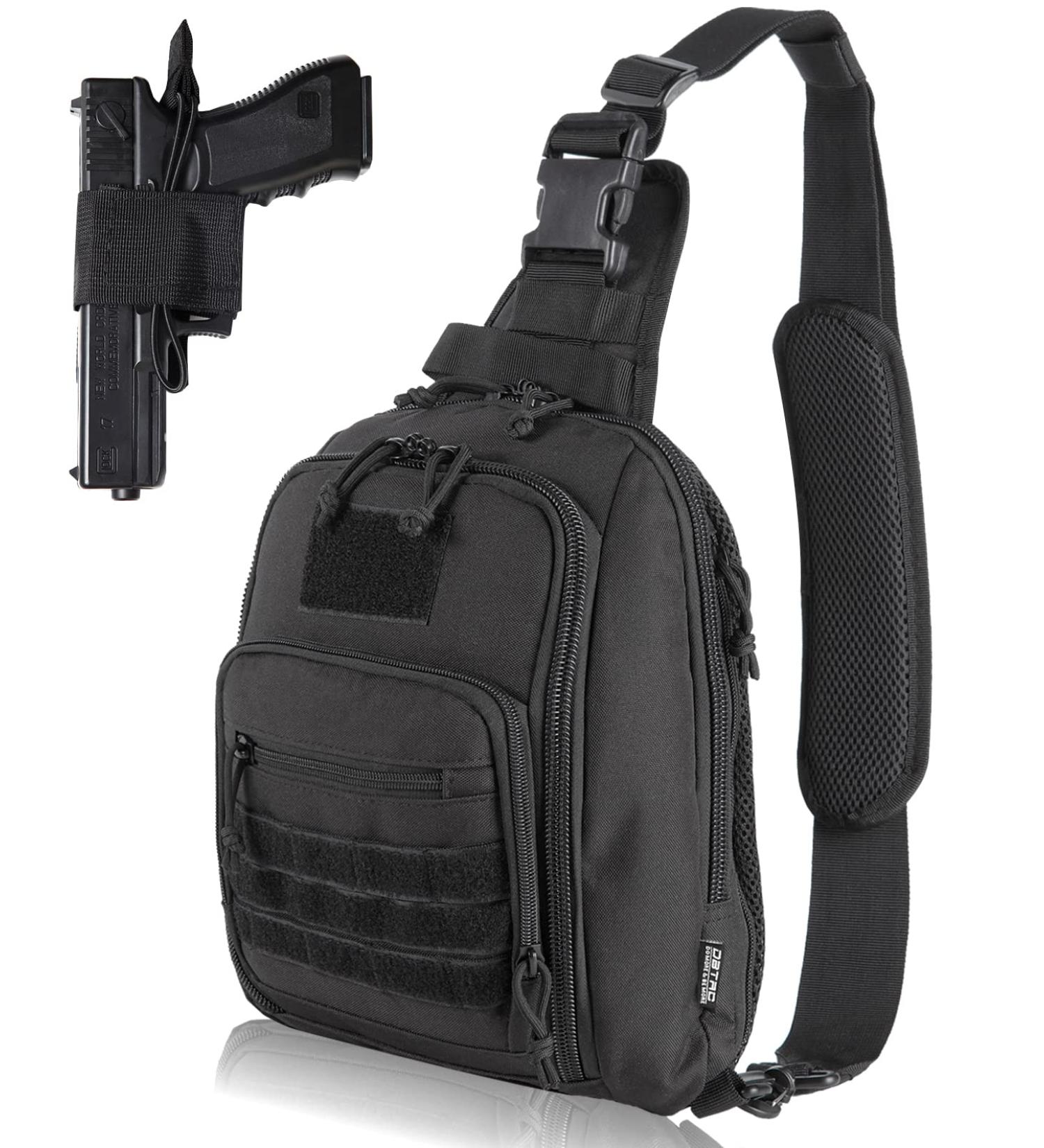BTAC Tactical Sling Bag | Compact Chest Pack for Concealed Carry | Black Outdoor Sports Shoulder Bag - Buy Online on SooperMarket.com