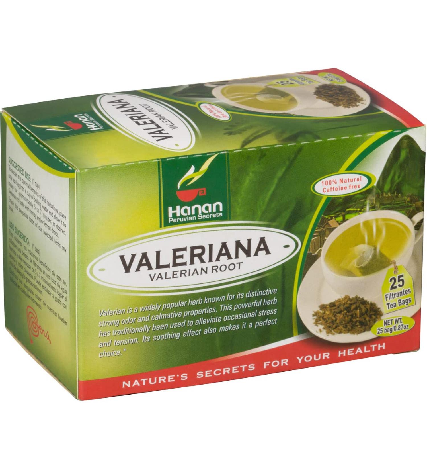 Hanan Valerian Root Tea - 25 Tea Bags from Peru, 1000mg Valerian for Relaxation and Sleep Aid - Buy Online on SooperMarket.com