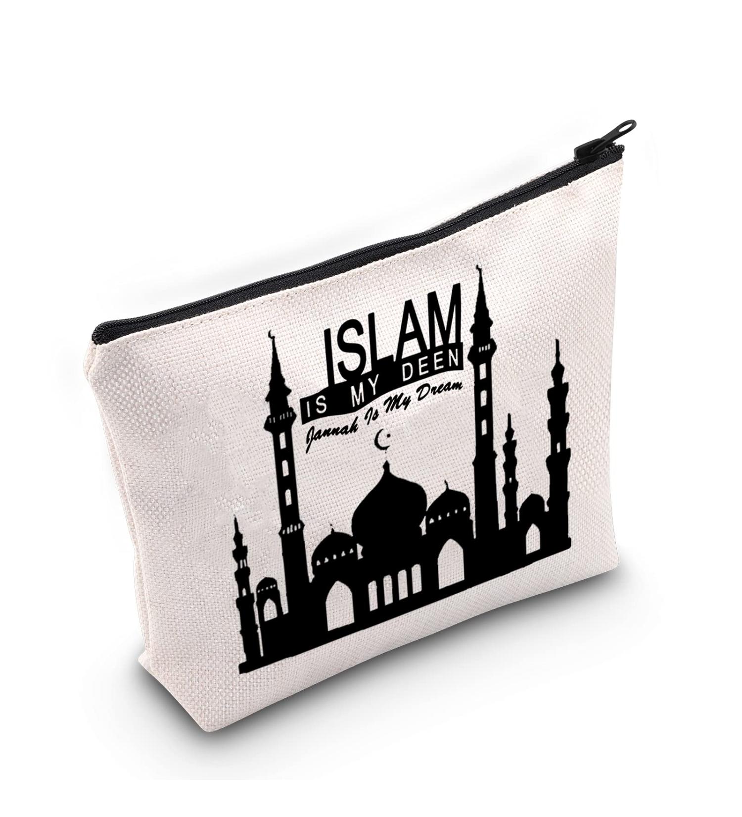 Levlo Islam Allah Cosmetic Bag - Islamic Religious Gift for Women & Girls | Zippered Makeup Bag - 'Islam is My Deen Jannah is My Dream' - Buy Online on SooperMarket.com