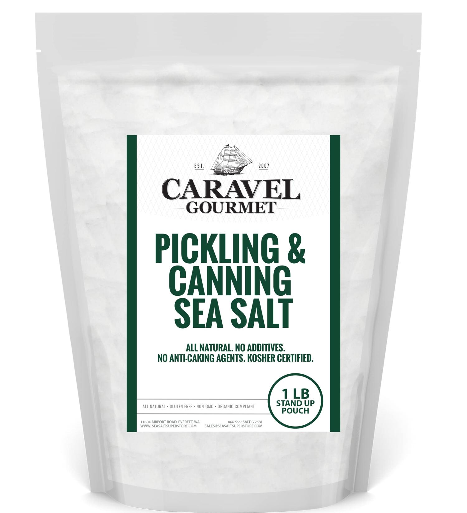 Caravel Gourmet Pickling & Canning Sea Salt - Fine Grain Non-Iodized Salt for Home Curing - Gluten Free, No Additives, Kosher - 1lb Pouch - Buy Online on SooperMarket.com
