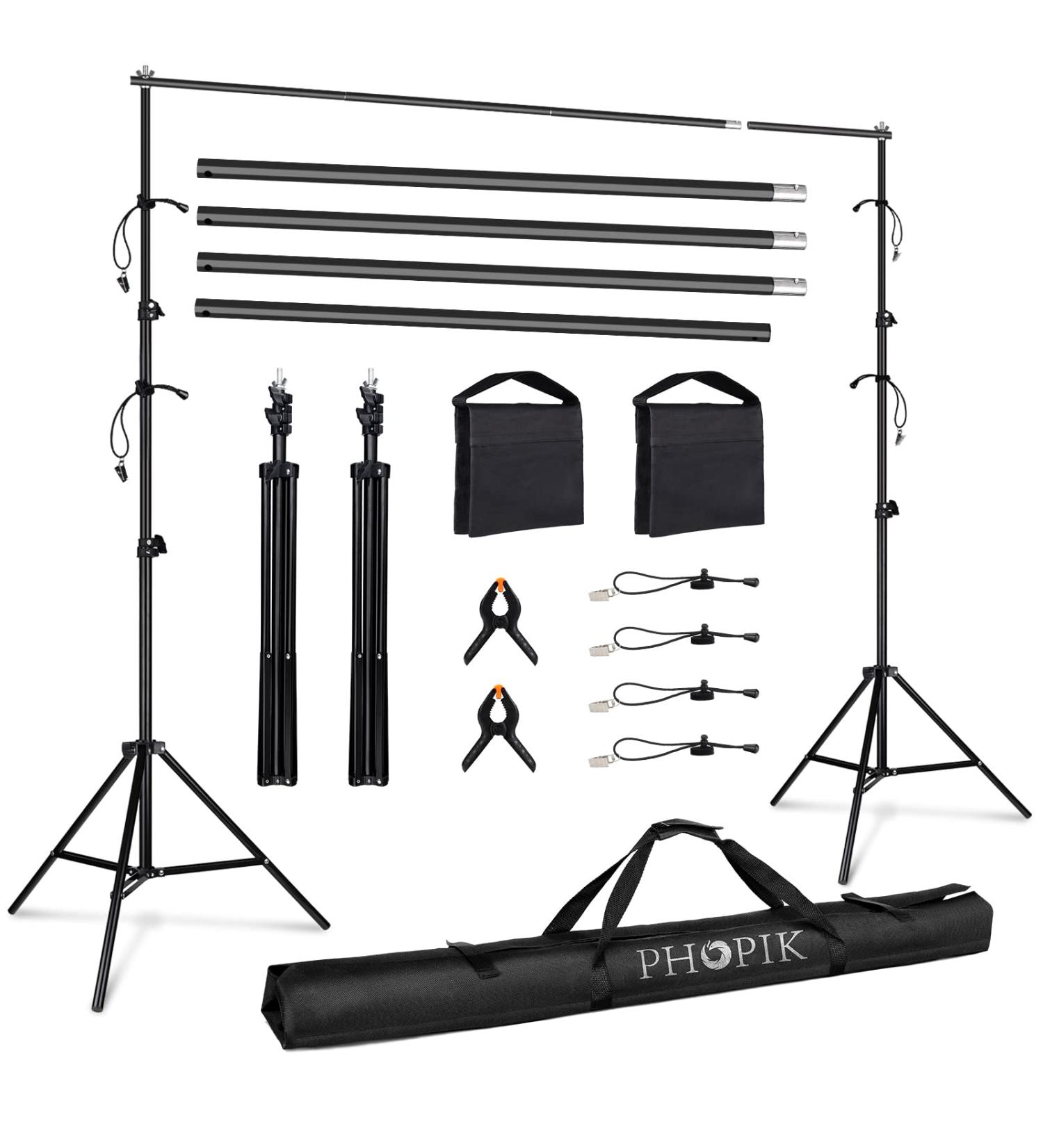 PHOPIK 10ft Adjustable Photo Studio Backdrop Stand - Backdrop Holder for Portrait Photography & Birthday Parties - Buy Online on SooperMarket.com