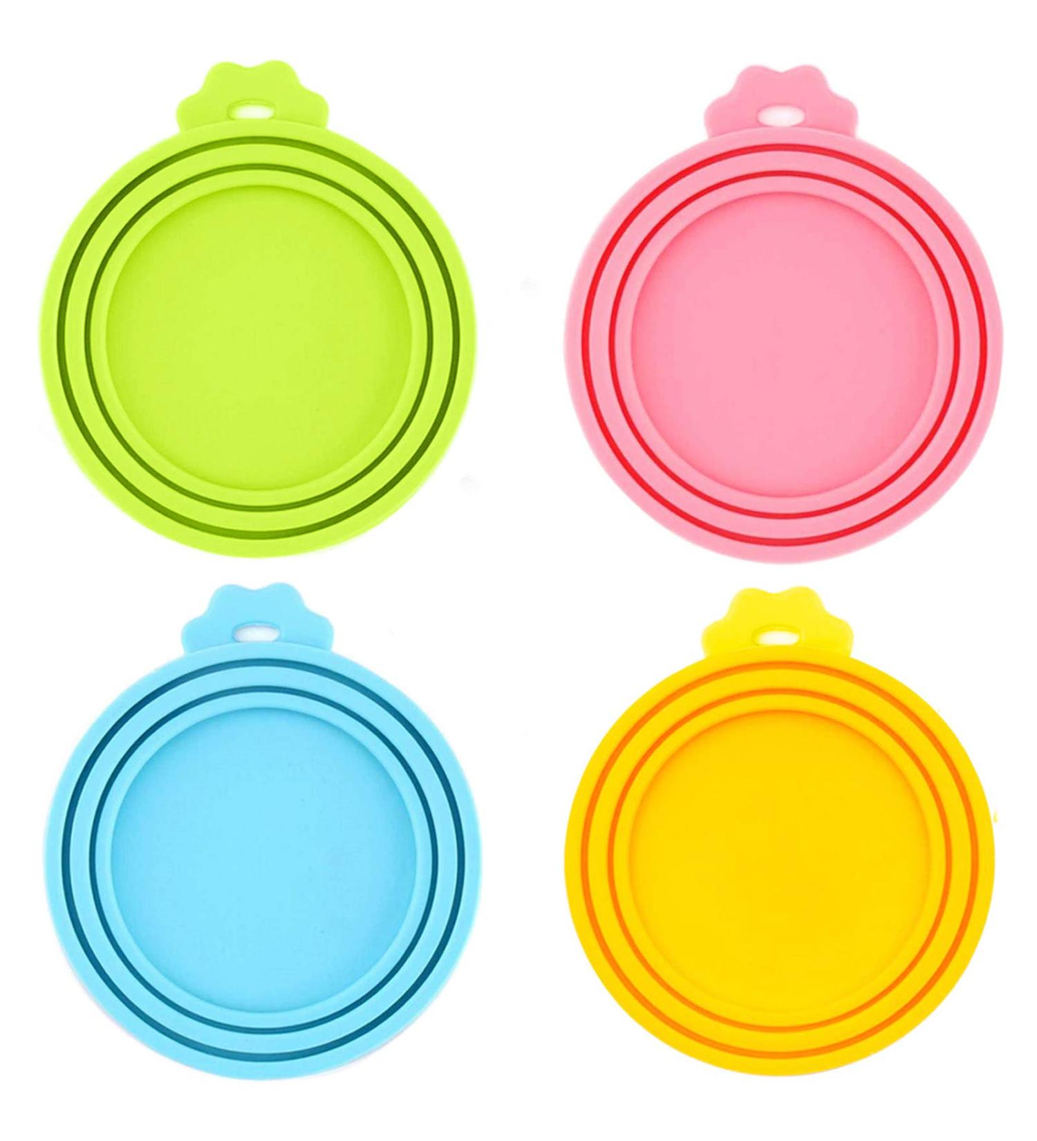IVIA Pet Food Can Lids - BPA Free Silicone Covers for Dog & Cat Food - Universal Fit - Set of 4 (Blue, Green, Orange, Pink) - Buy Online on SooperMarket.com
