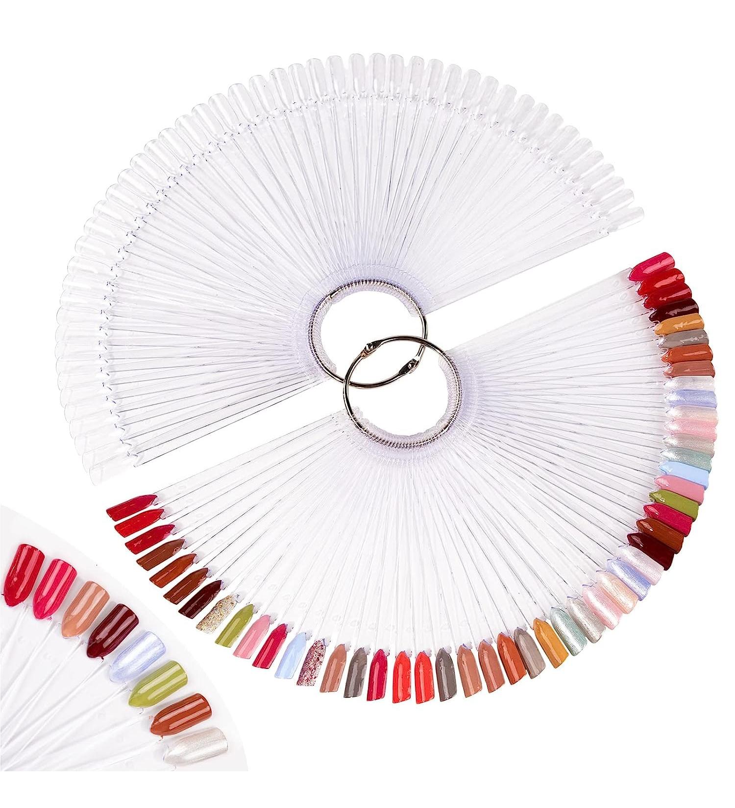 100pcs Fan-shaped Nail Swatches with Metal Buckle for Nail Gel Polish Displays - Buy Online on SooperMarket.com
