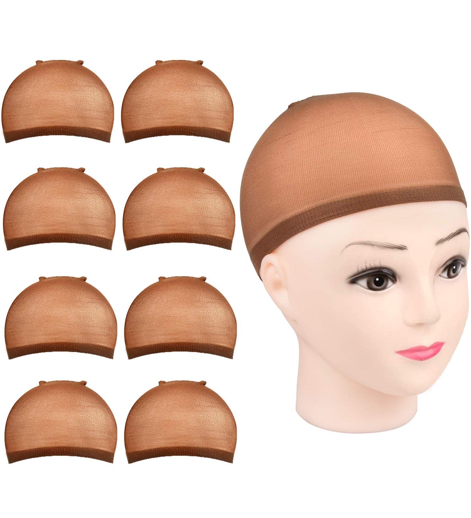 MORGLES 8 Pcs Brown Wig Caps - Nylon Stocking Cap for Women Makeup - Buy Online on SooperMarket.com