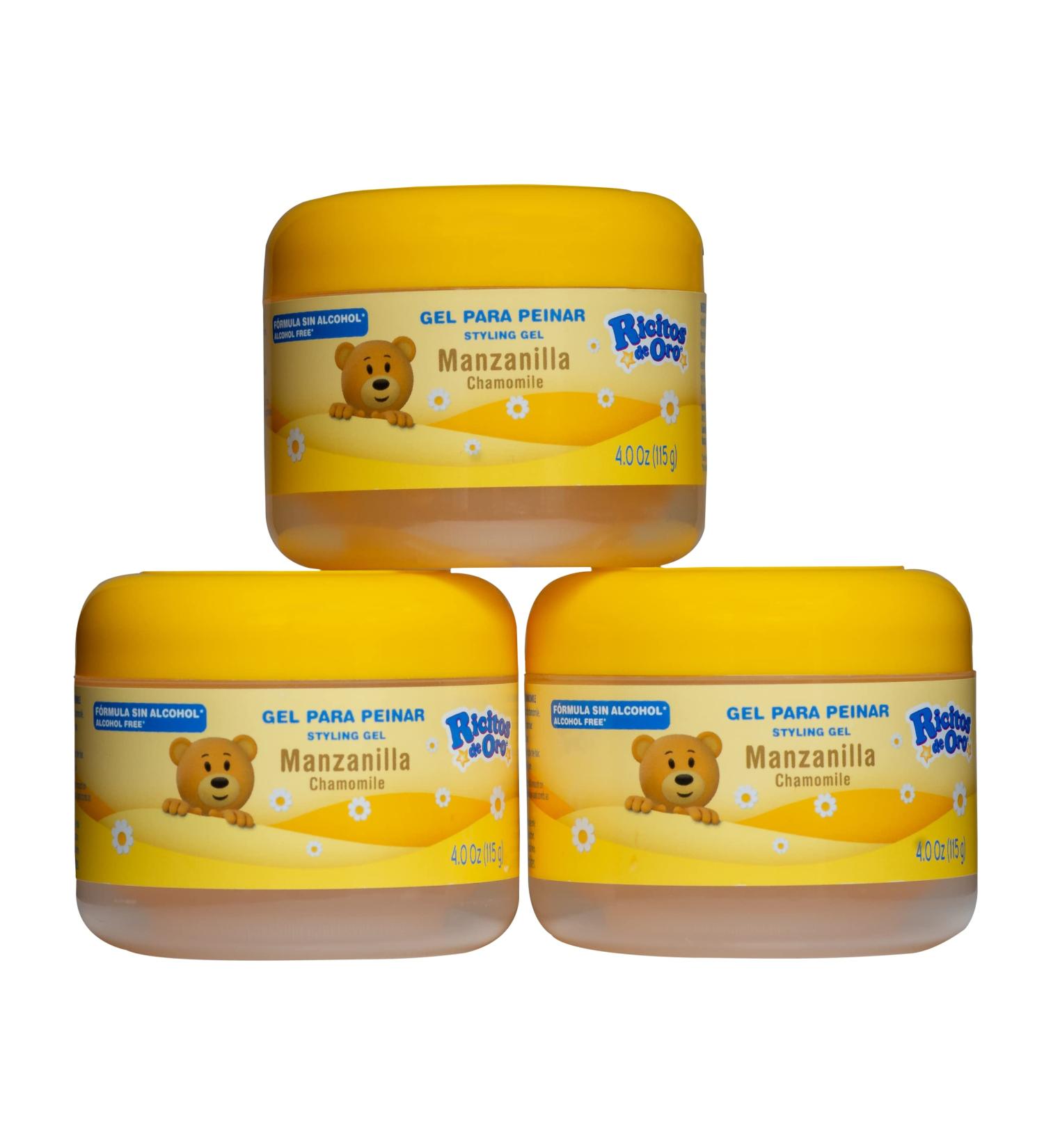 Ricitos de Oro Chamomile Hair Gel 3-Pack 4.05 Oz - Alcohol-Free Styling Gel with Chamomile Extract for Children - Non-Greasy Daily Use Hair Product - Buy Online on SooperMarket.com