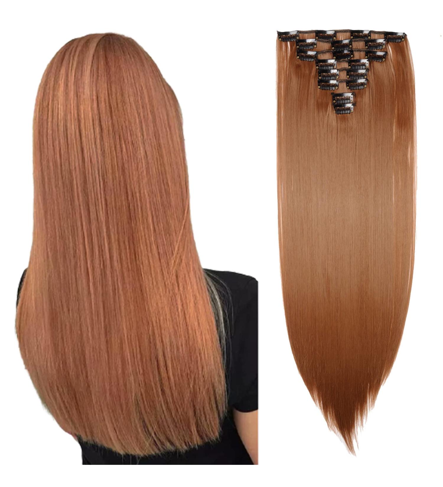 Ombre Colorful Synthetic Clip in Hair Extensions - 23 Light Auburn - 8Pcs Full Head, 18Clips - Buy Online on SooperMarket.com