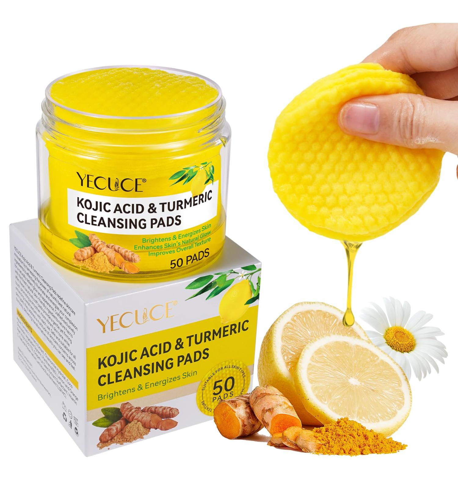 Turmeric Kojic Acid Cleansing Pads - Exfoliating Face Scrub for Balanced Skin Oil & Water | 50 Count - Shop Now - Buy Online on SooperMarket.com