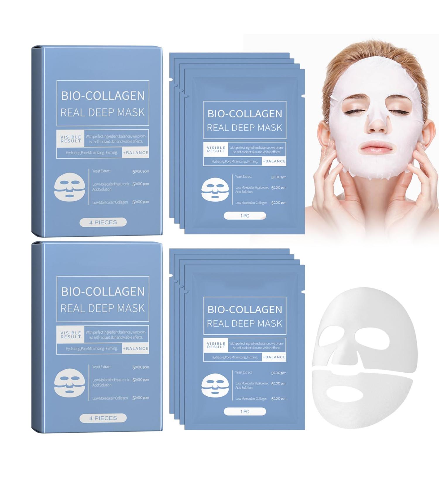 Grgowe 8PC Bio-Collagen Real Deep Mask Collagen Mask for Face Overnight Biodance Bio Collagen Face Mask Overnight To Resist Wrinkles And Fine Lines Moisturise And Moisturise - Buy Online on SooperMarket.com